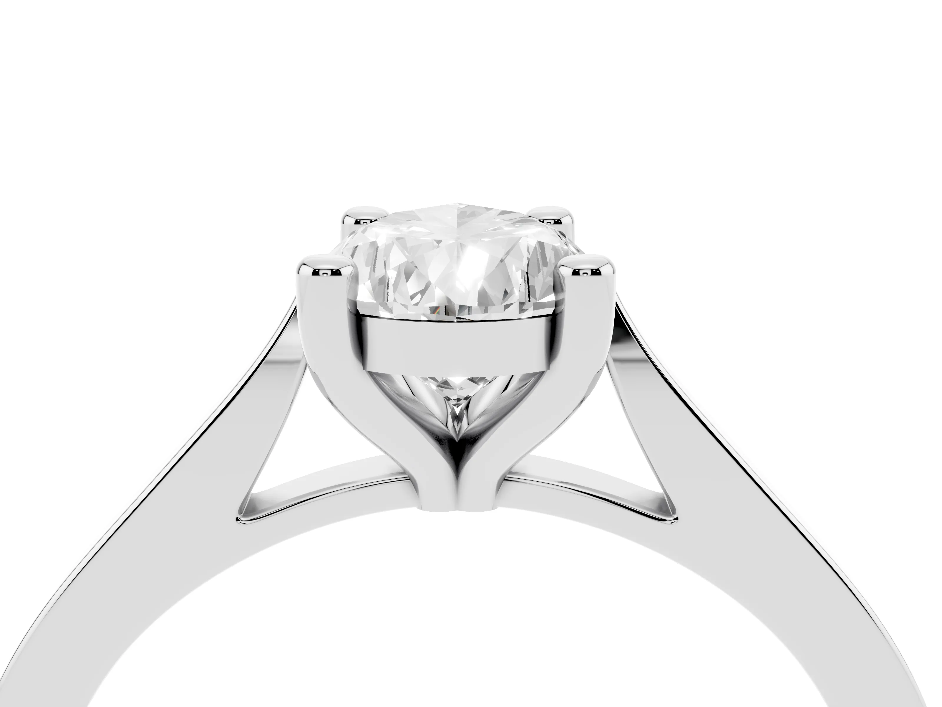 Pear Cut Diamond Solitaire Ring Set in Silver with Prong Setting and Tapered Band