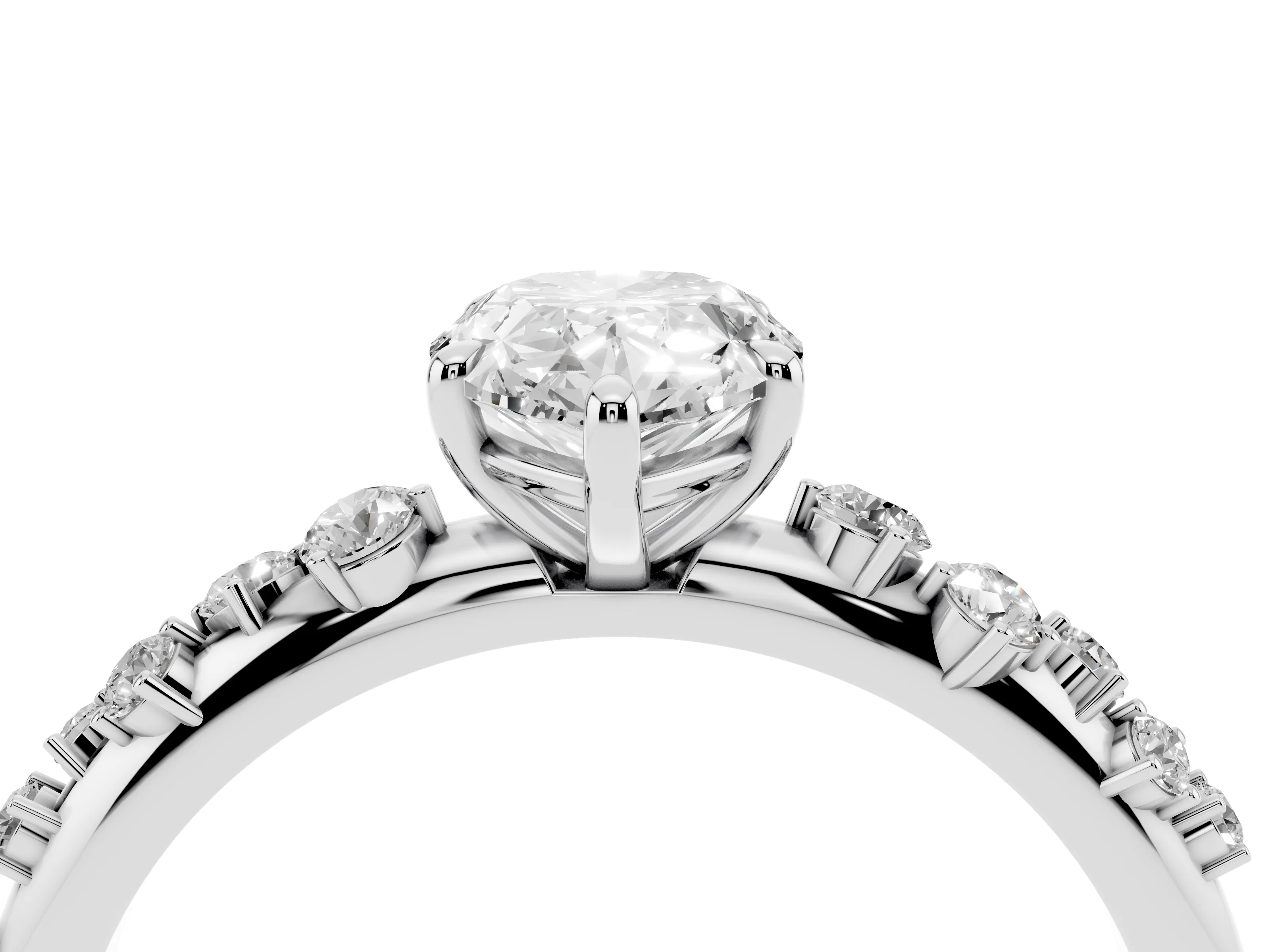 Pear Cut Diamond Cluster Solitaire Ring Set in Platinum with Prong Setting
