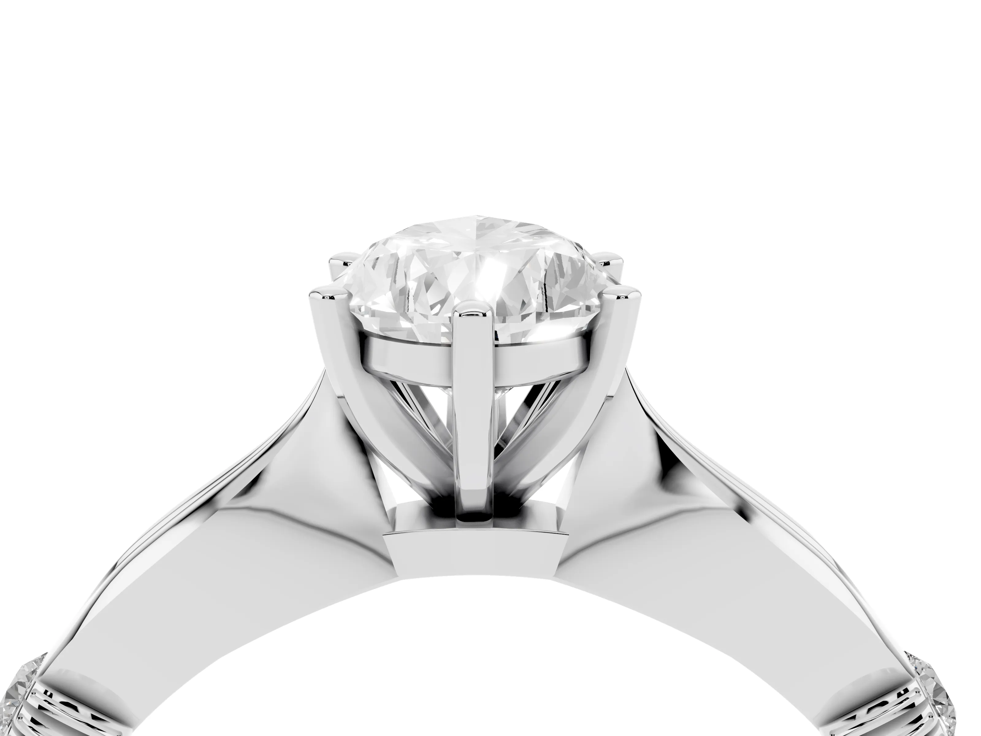Pear Cut Diamond Solitaire Twisted Band Ring Set in White gold with Accent Stones and Prong Setting