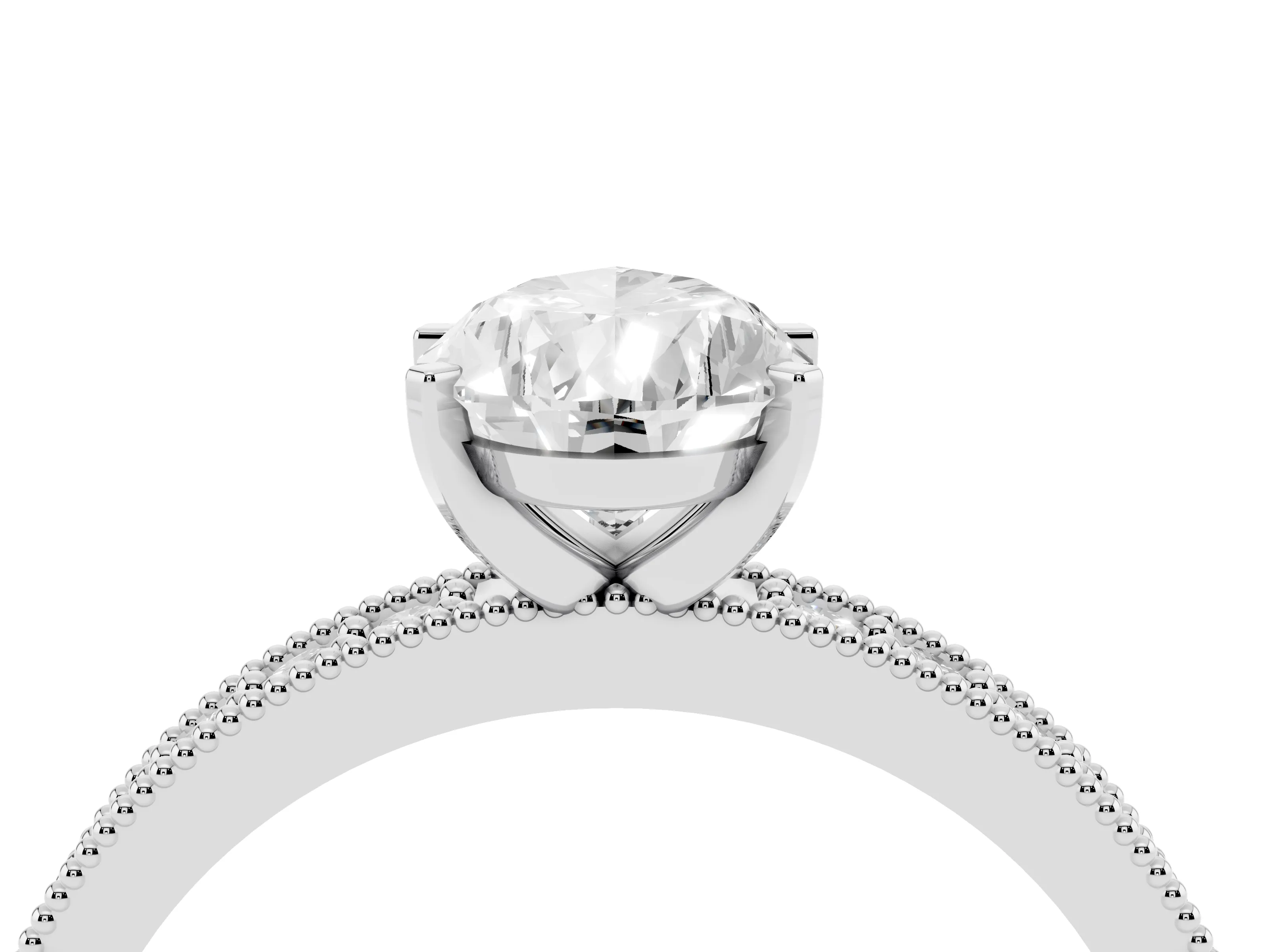 Pear Cut Diamond Milgrain Pavé Engagement Ring Set in White gold with Prong Setting