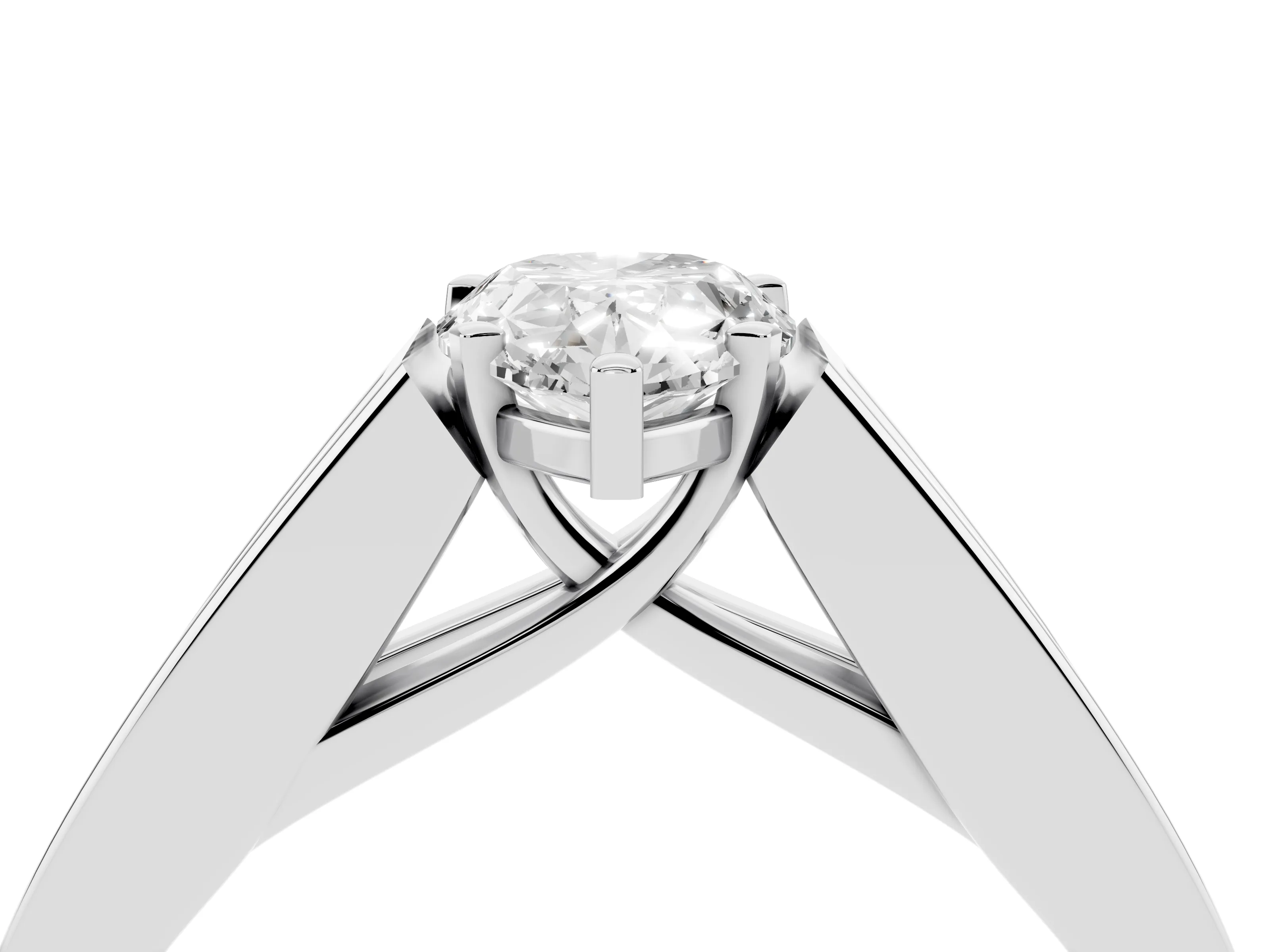 Pear Cut Diamond Solitaire Ring Set in Silver with Channel-Set Accent Stones and Prong Setting