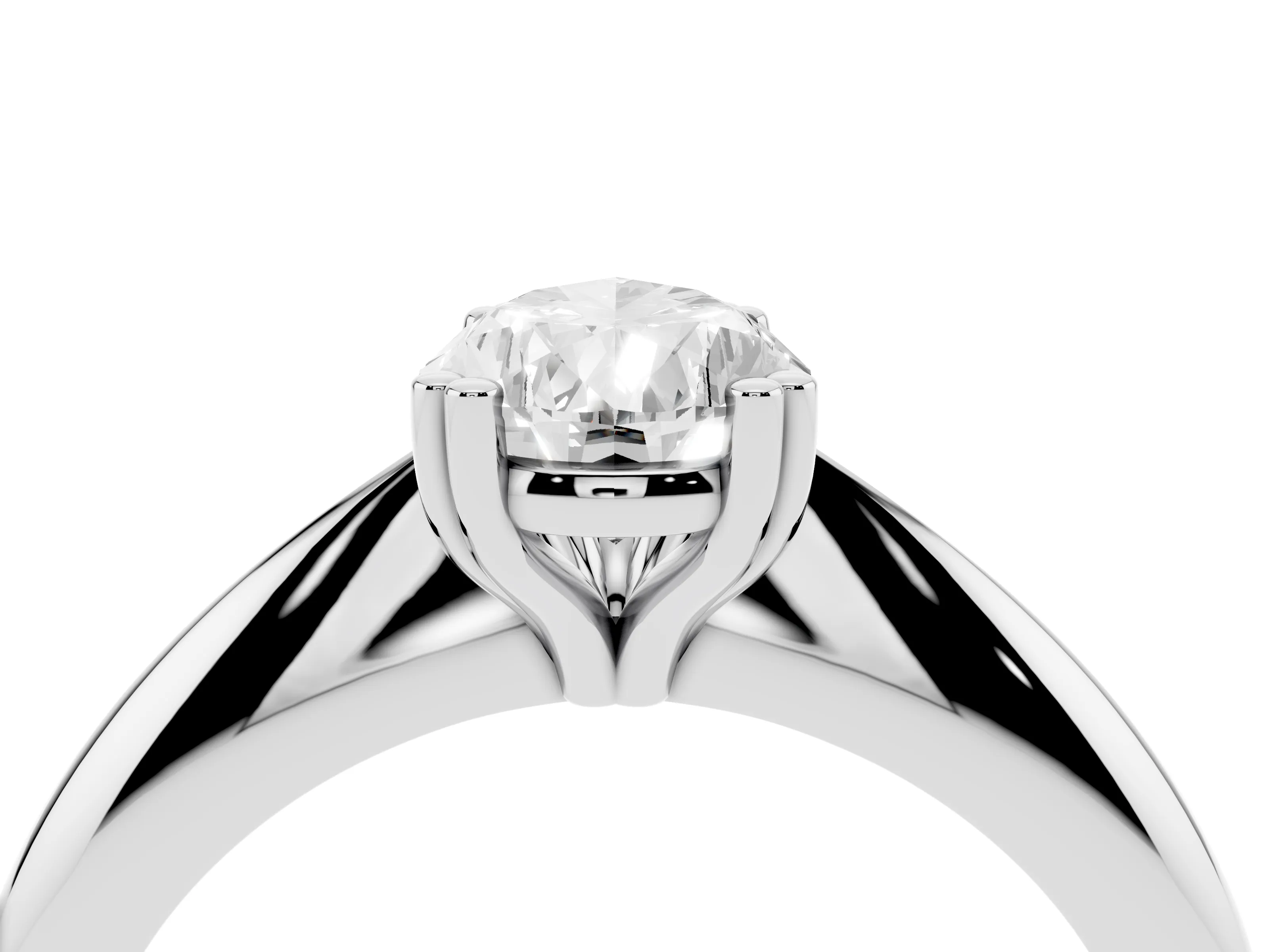Pear Cut Diamond Solitaire Engagement Ring Set in Platinum with Tapered Band and Prong Setting