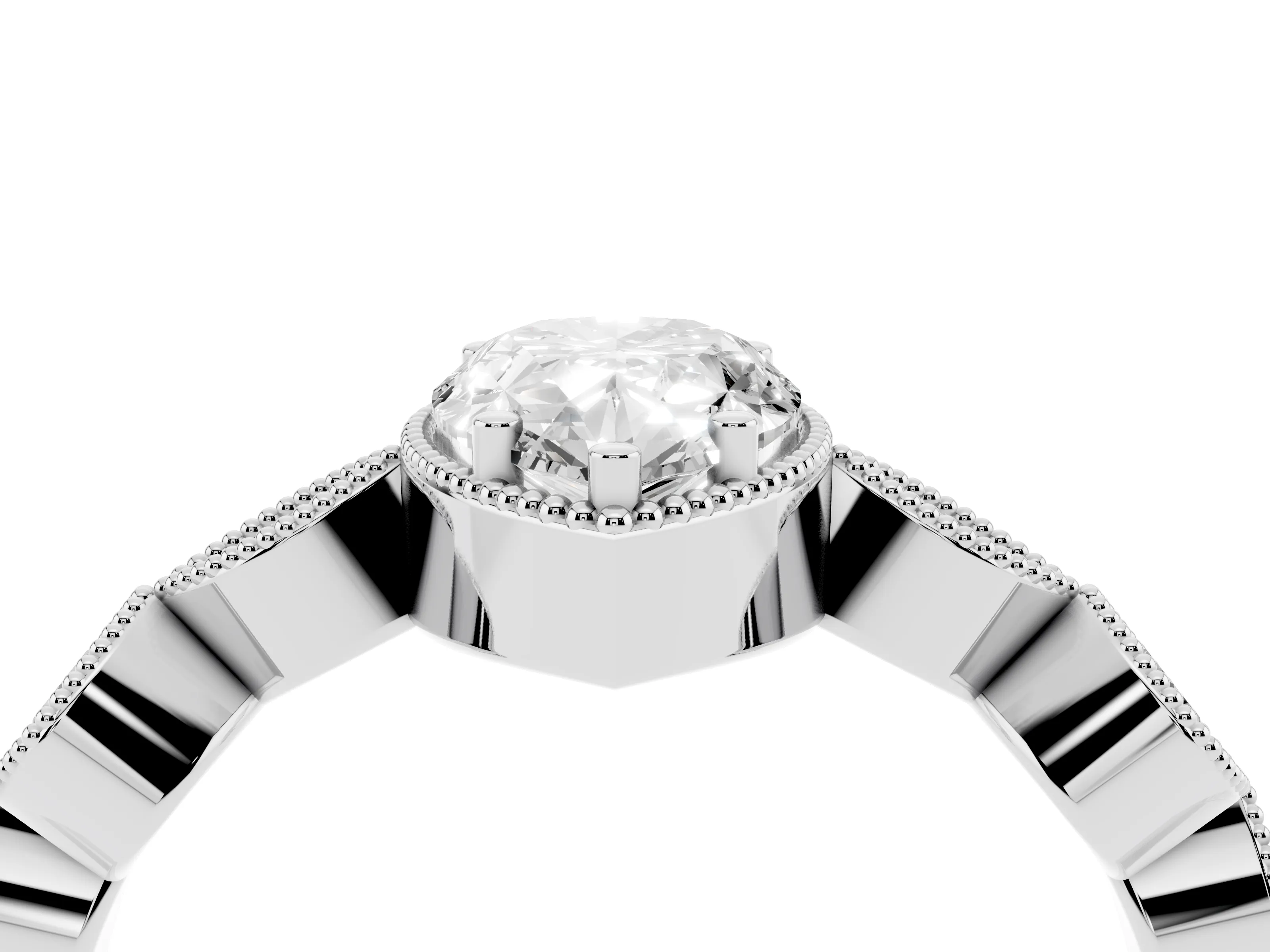 Pear Cut Diamond Vintage-Inspired Milgrain Ring Set in Platinum with Marquise Stations of Round Accents