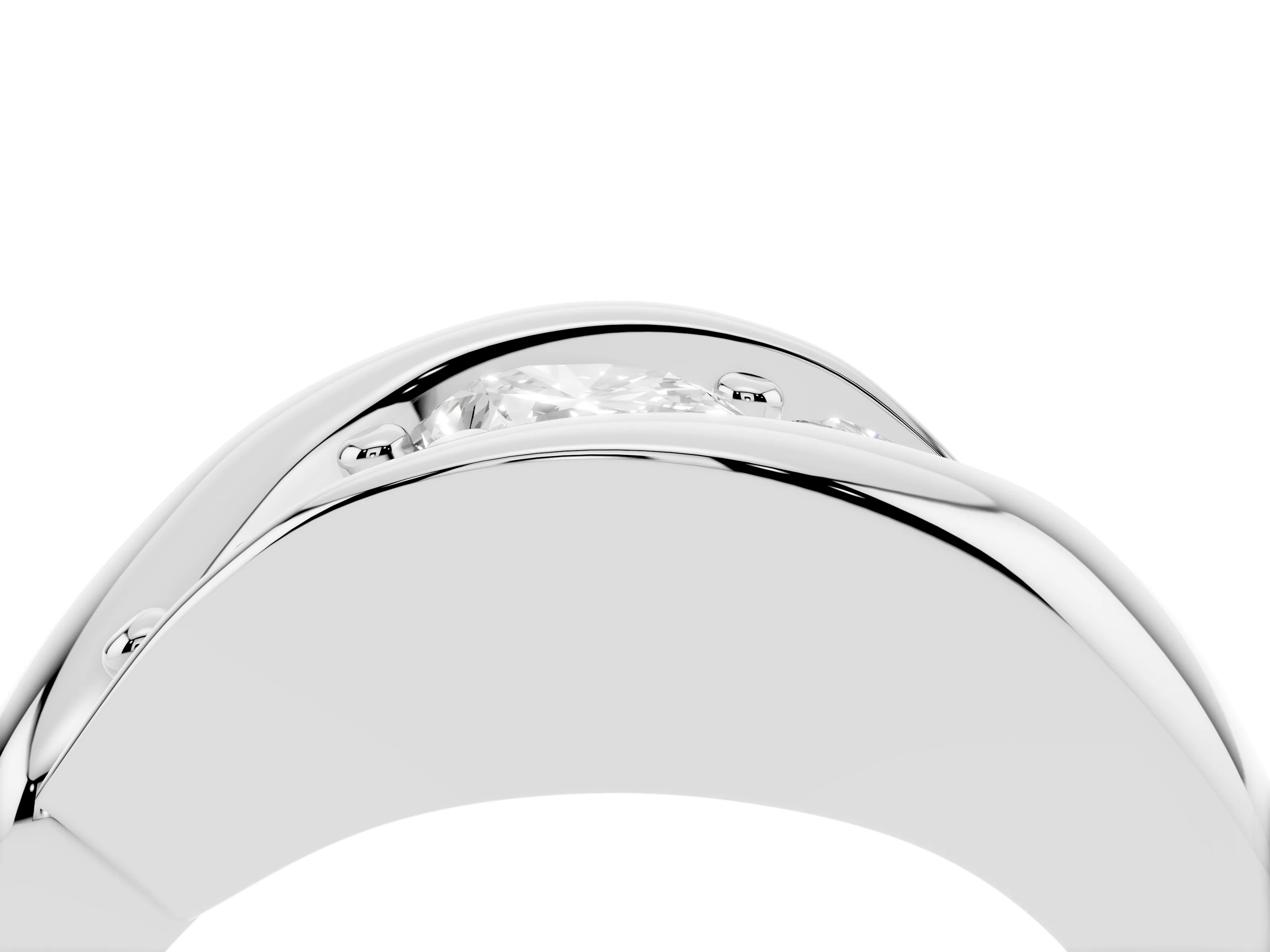 Pear Cut Diamond Channel-Set Crossover Ring Set in Platinum