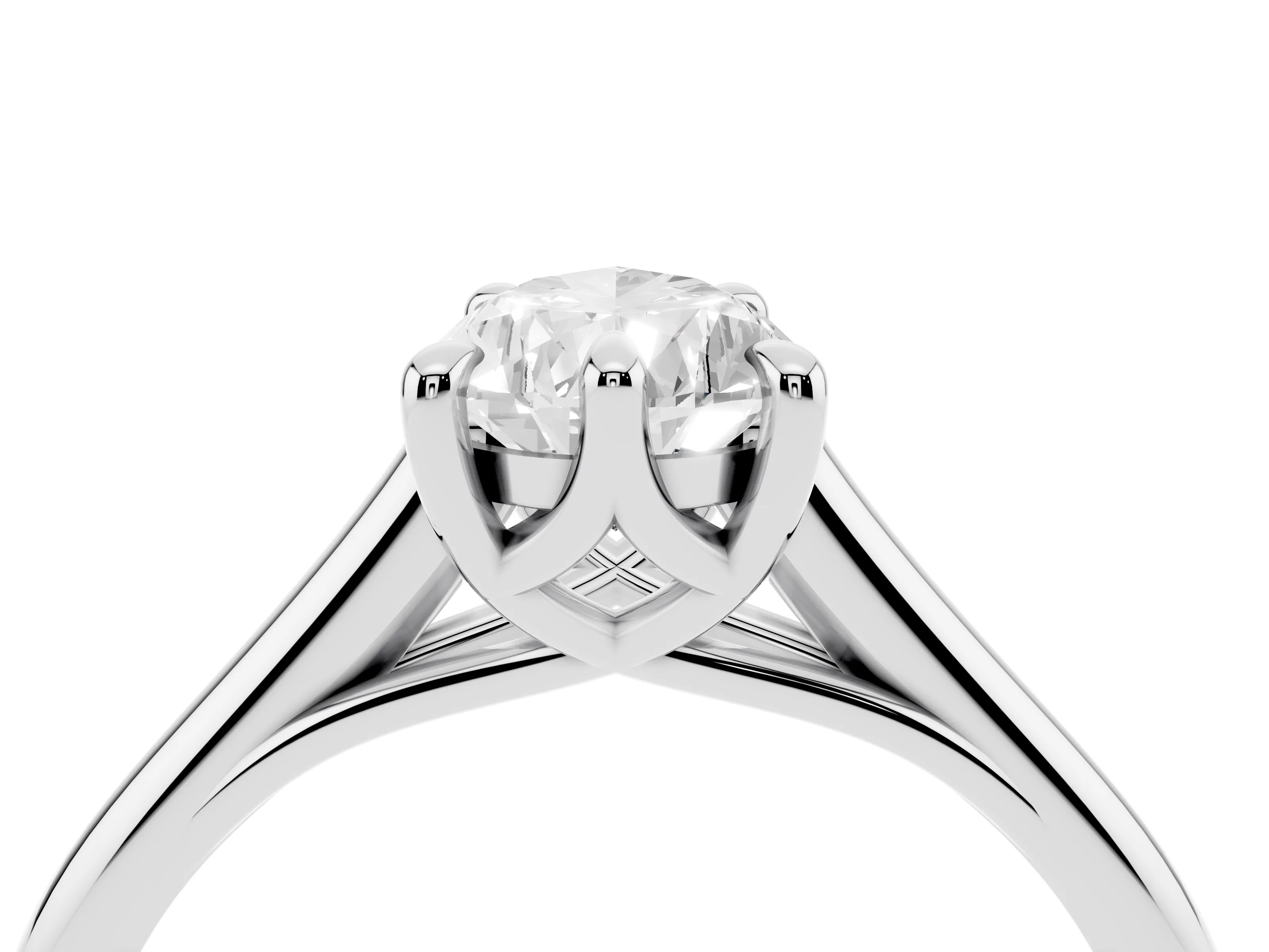 Pear Cut Diamond Solitaire Engagement Ring Set in White gold with Prong Setting and Plain Classic Band
