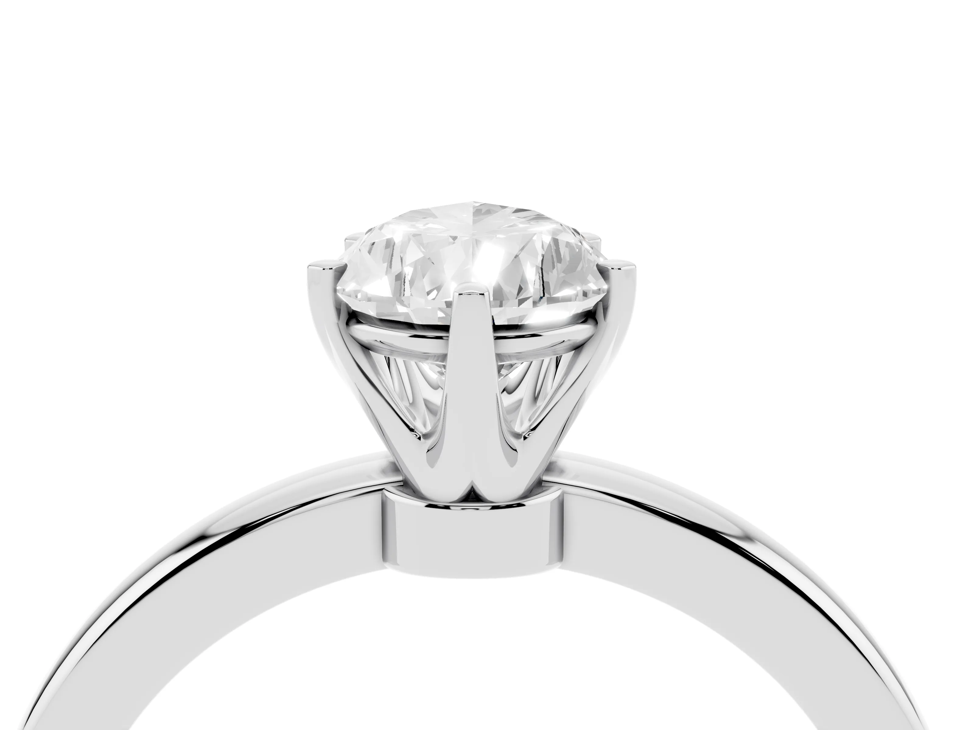 Pear Cut Diamond Solitaire Ring Set in White gold with Raised Prong Setting on a Classic Band