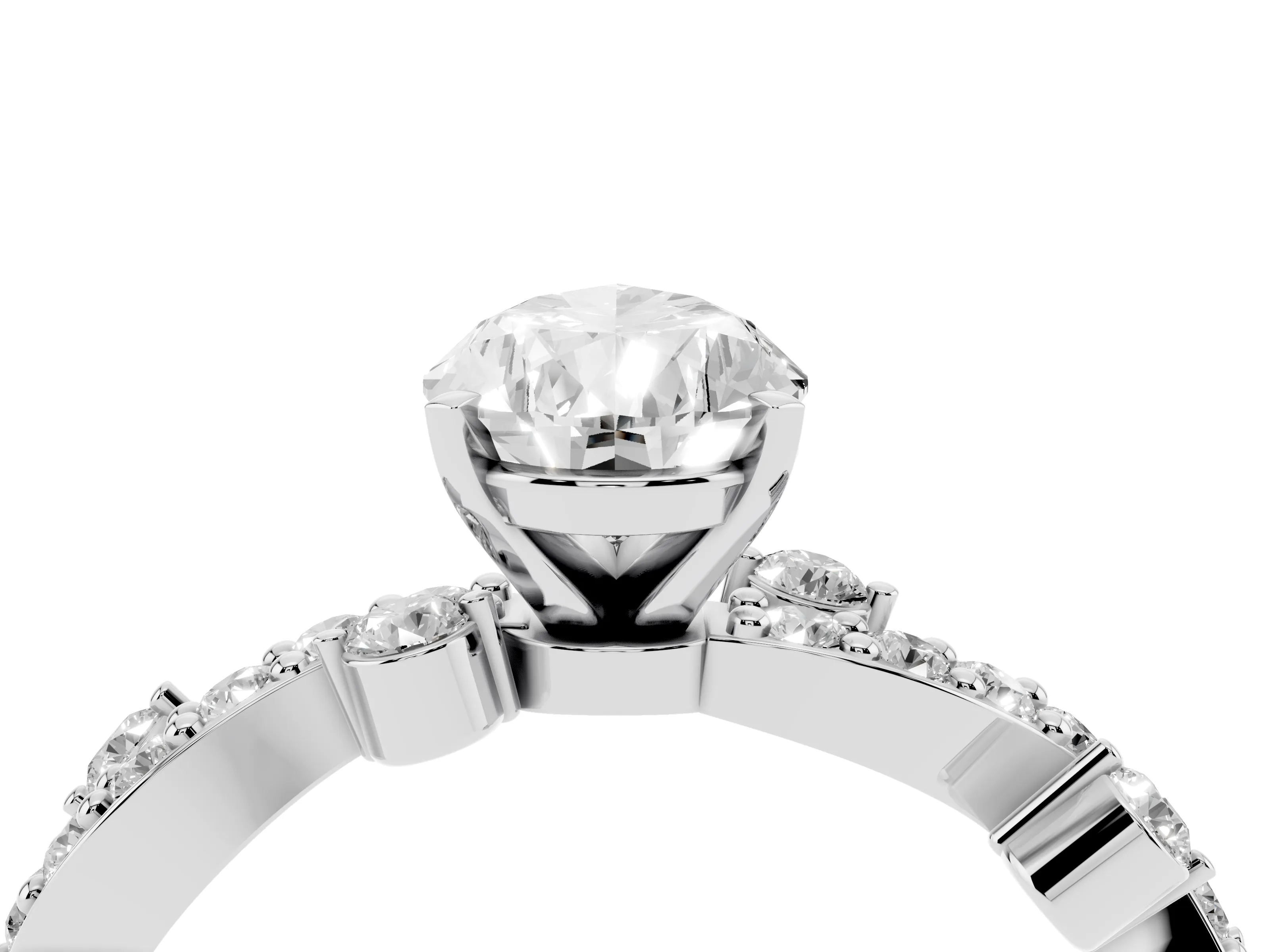 Pear Cut Diamond Solitaire Twisted Band Set in Silver with Pavé Setting