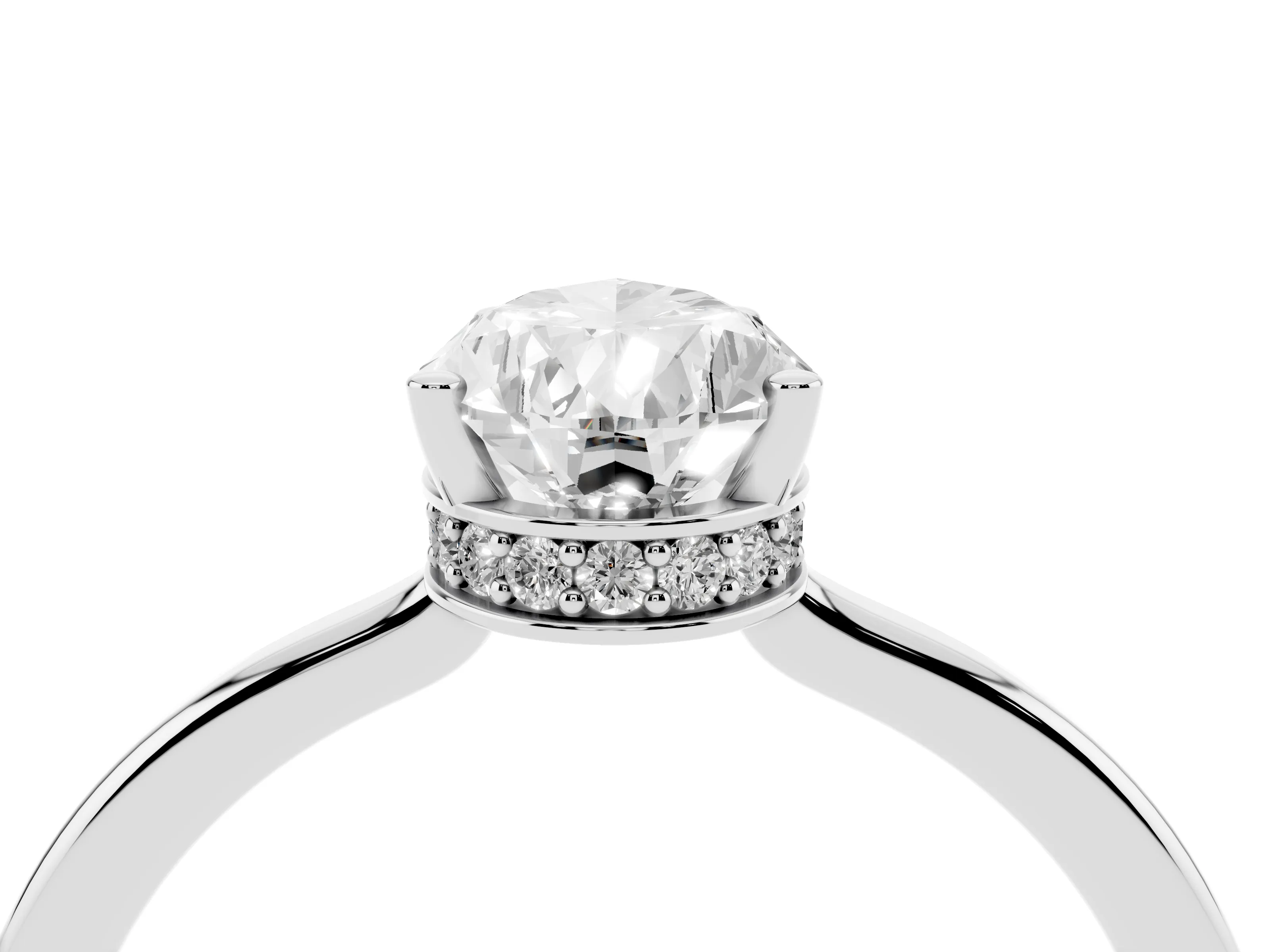 Pear Cut Diamond Solitaire Engagement Ring Set in Platinum with Prong Setting on a Plain Band