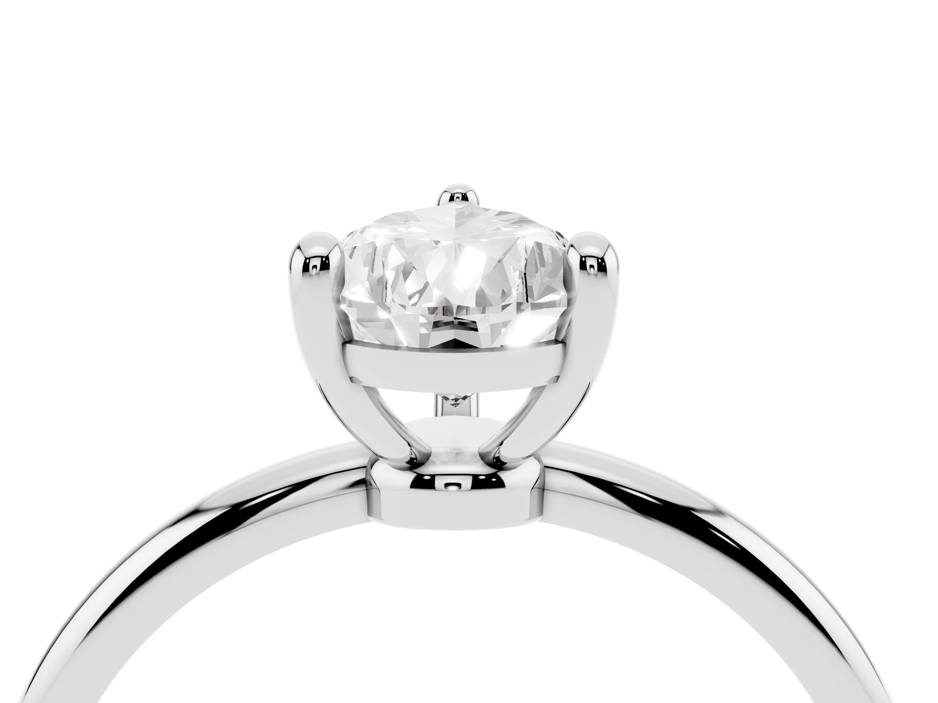 Pear Cut Diamond Solitaire Ring Set in Silver with Secure Prong Setting on a Classic Band