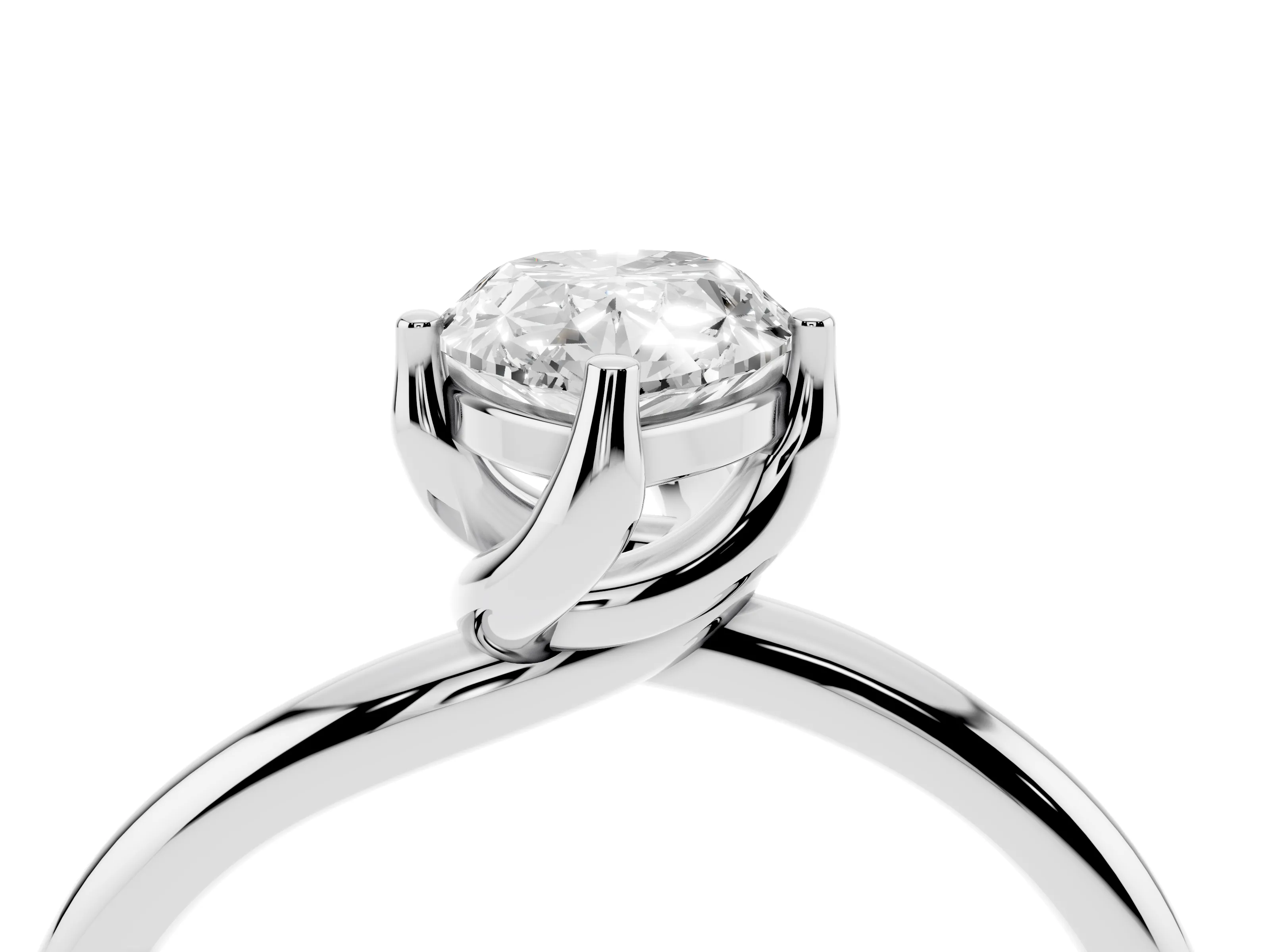 Pear Cut Diamond Solitaire Engagement Ring Set in Platinum with Classic Plain Band