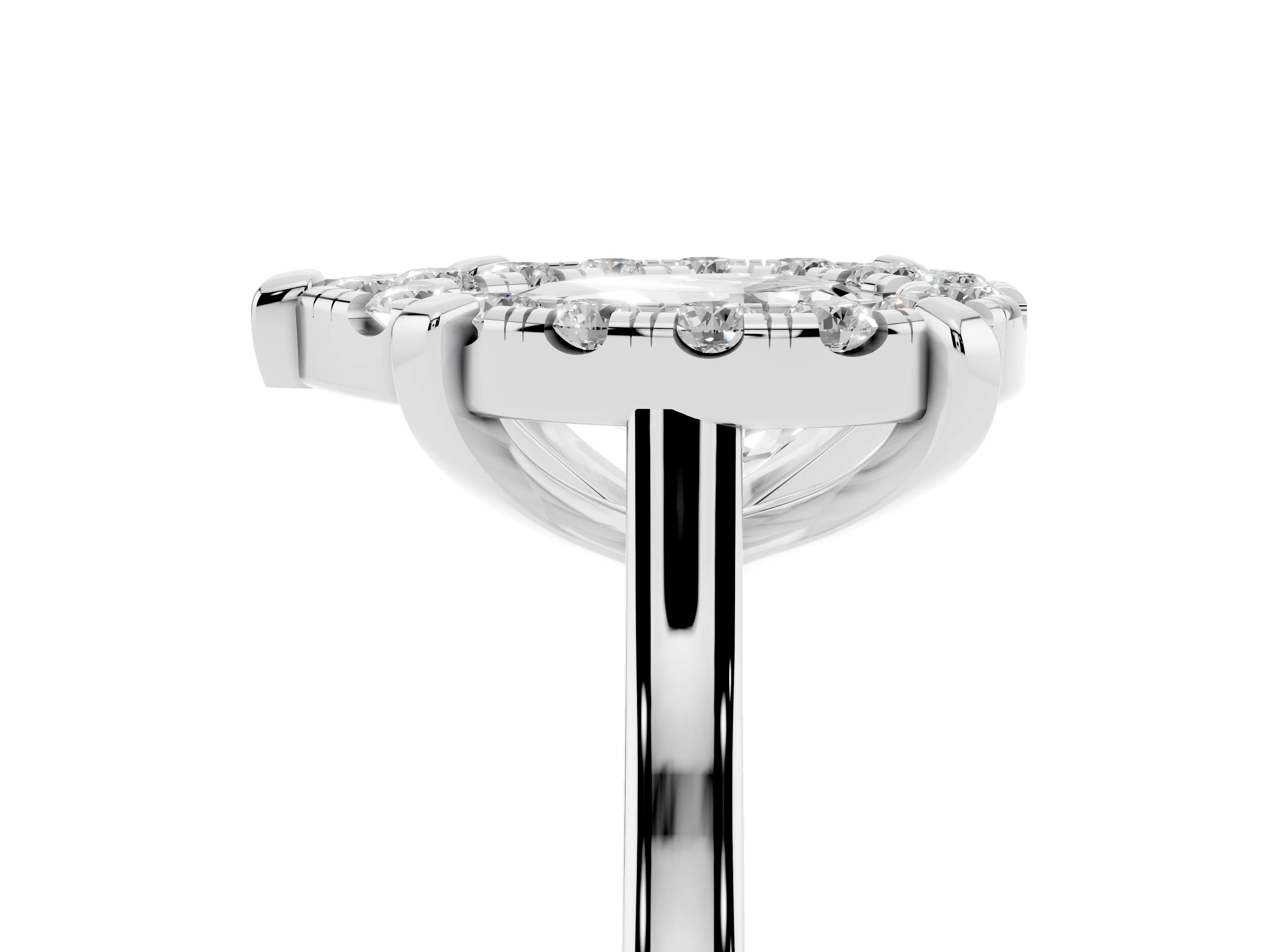 Pear Cut Diamond Cluster Halo Solitaire Ring Set in Platinum with Prong Setting
