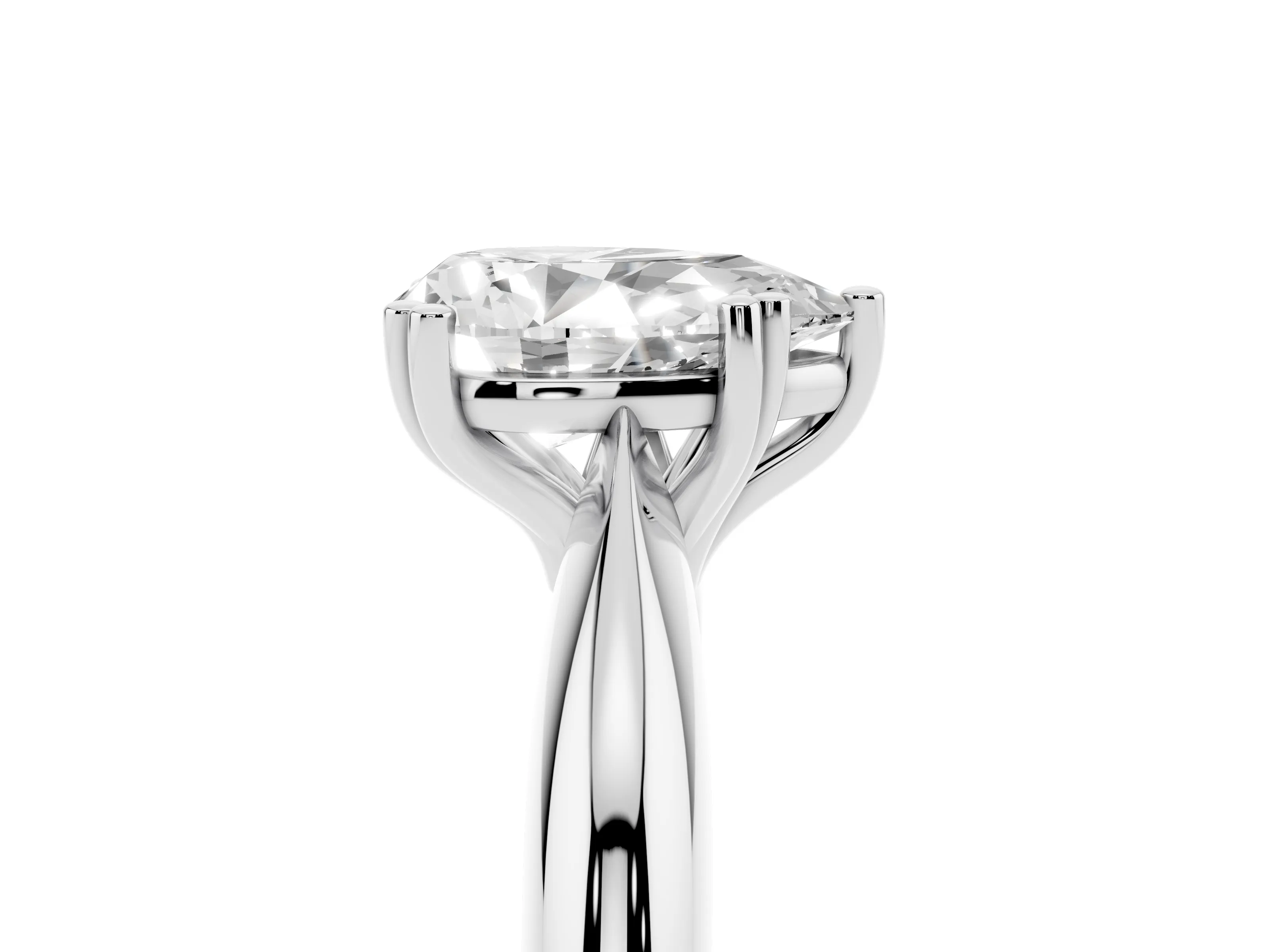 Pear Cut Diamond Solitaire Engagement Ring Set in Platinum with Tapered Band and Prong Setting
