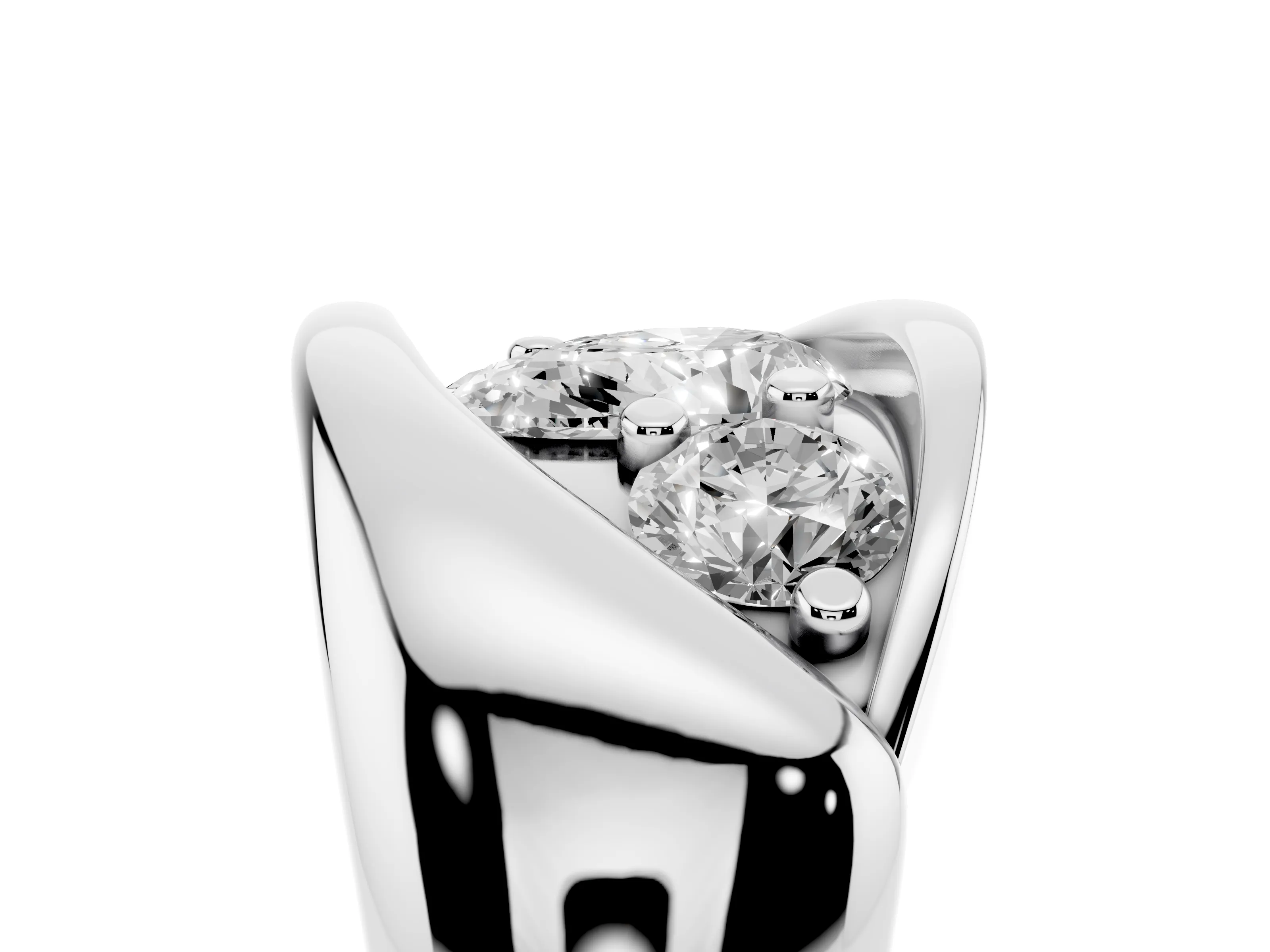 Pear Cut Diamond Channel-Set Crossover Ring Set in Platinum