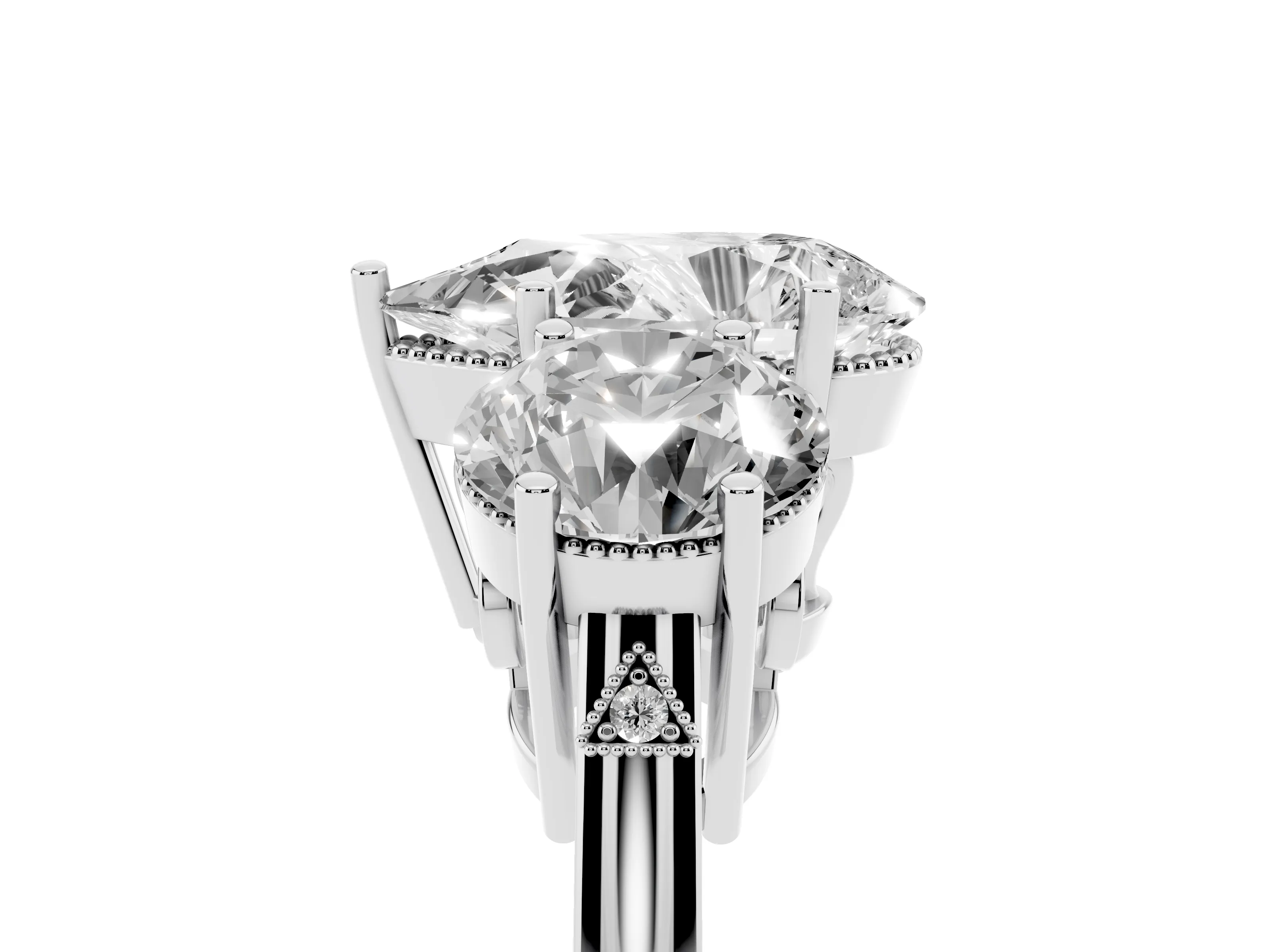 Pear Cut Diamond Three-Stone Engagement Ring Set in Silver with Polished Band