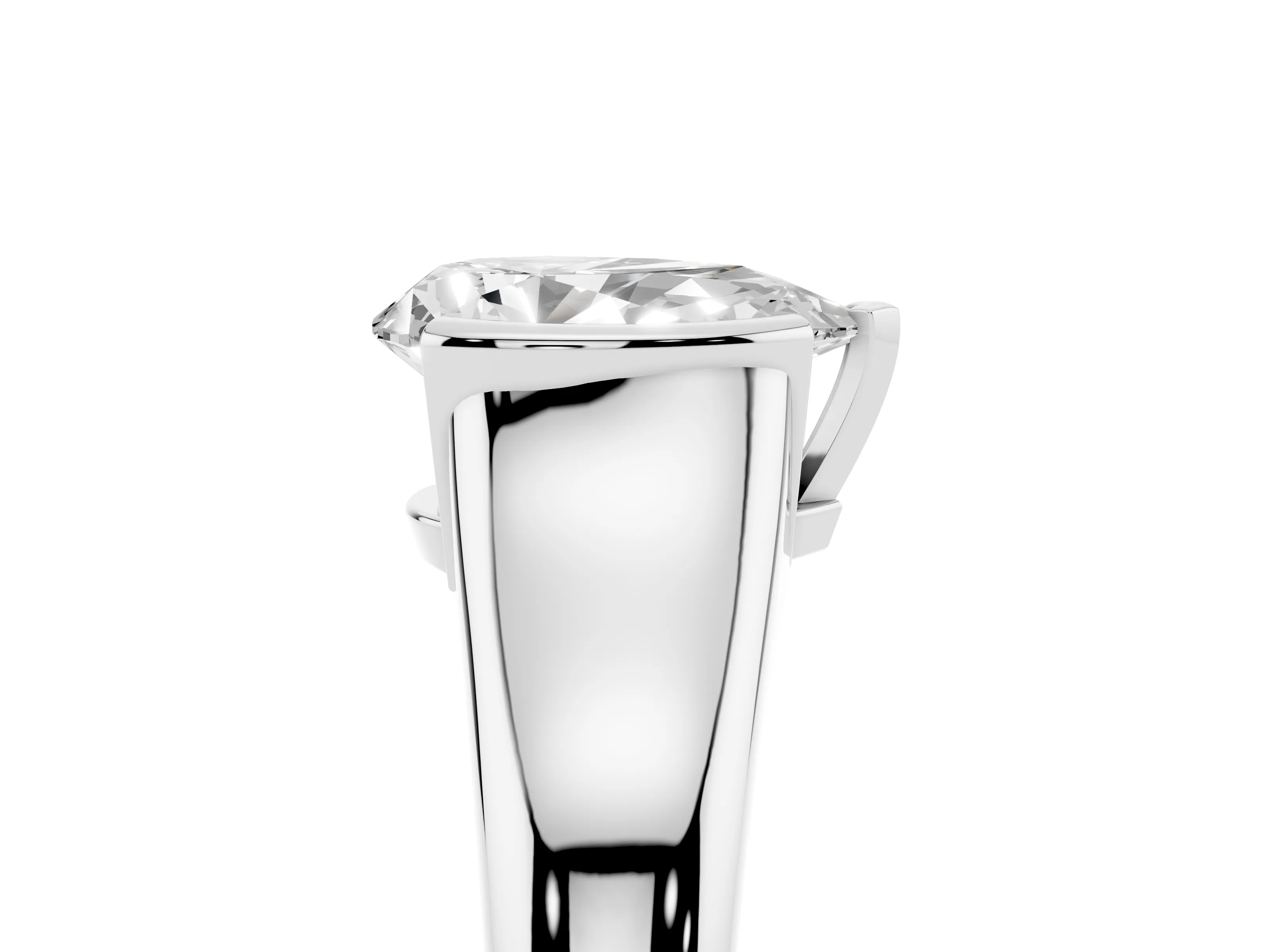 Pear Cut Diamond Solitaire Tension Set Ring Set in Silver with Split Shank Band