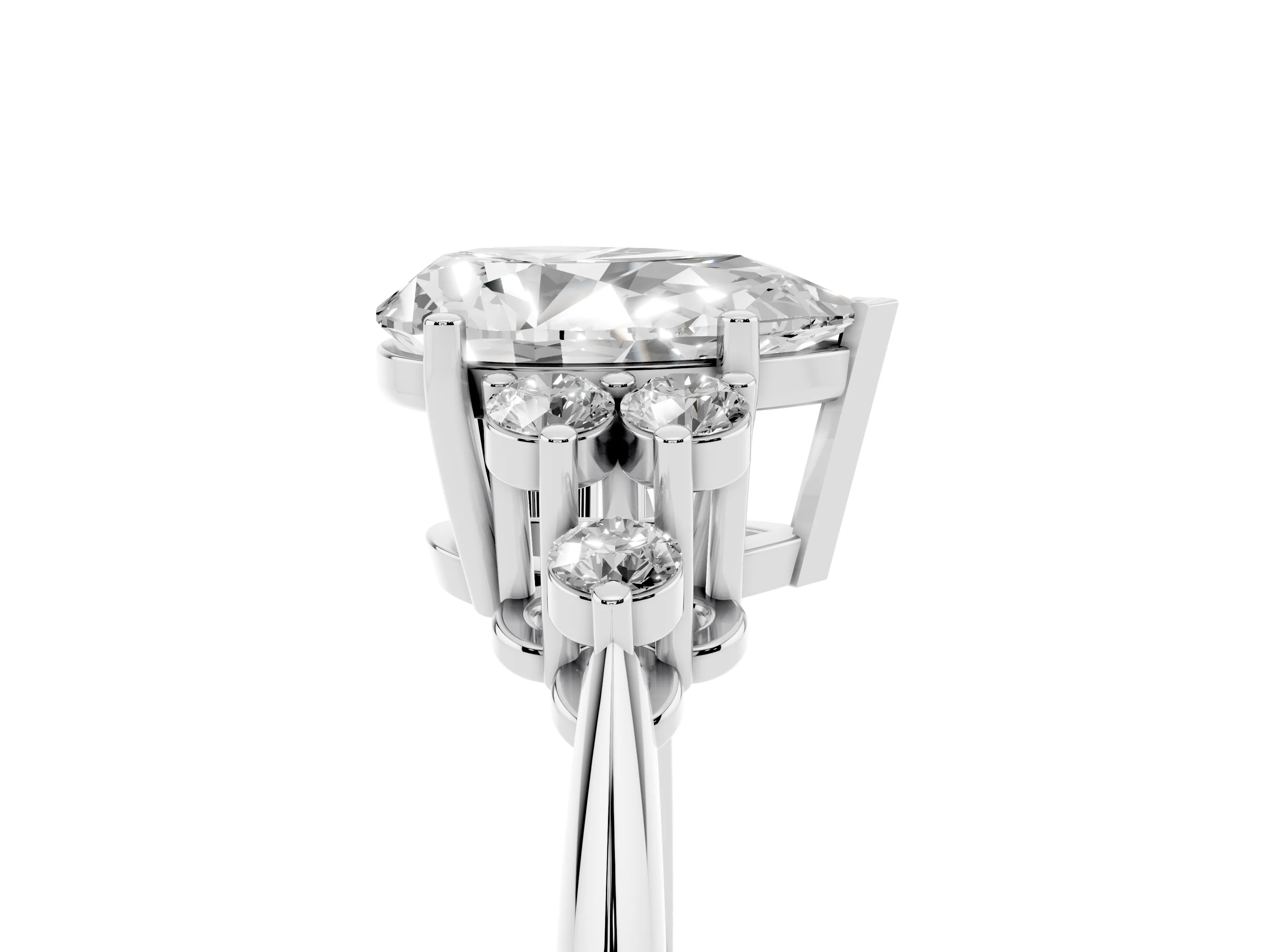 Pear Cut Diamond Cluster Ring Set in Platinum with Plain Band and Prong Setting