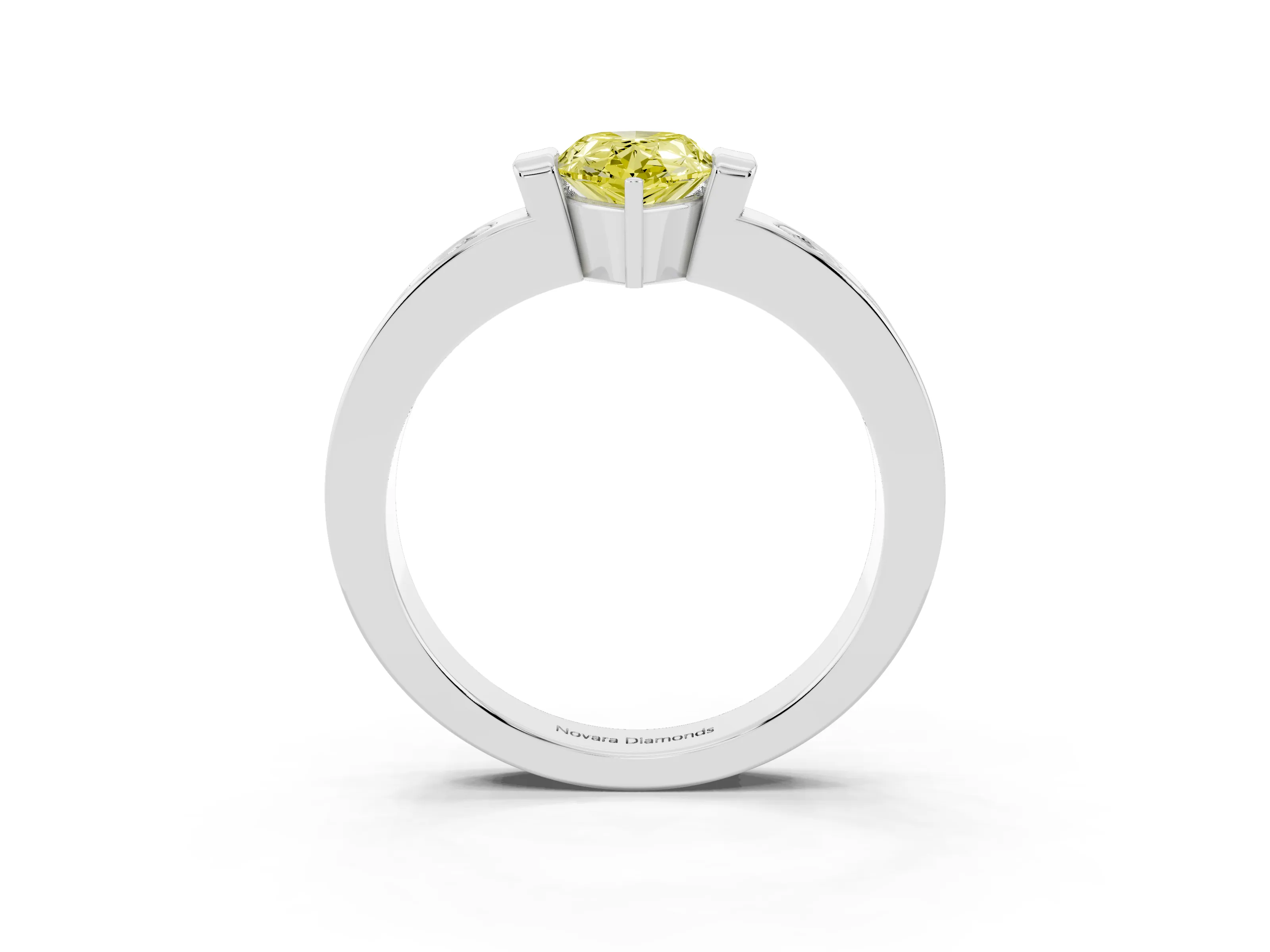 Fancy Yellow Pear Cut Diamond Channel-Set Band Ring Set in Silver with Bezel Prong Setting