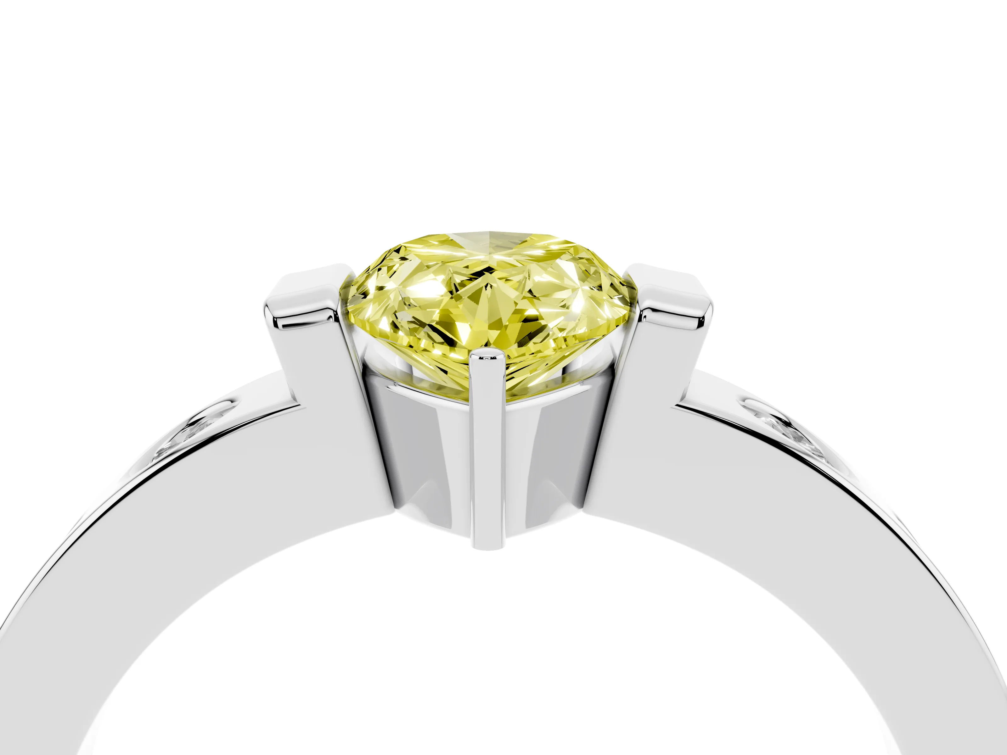 Fancy Yellow Pear Cut Diamond Channel-Set Band Ring Set in Silver with Bezel Prong Setting