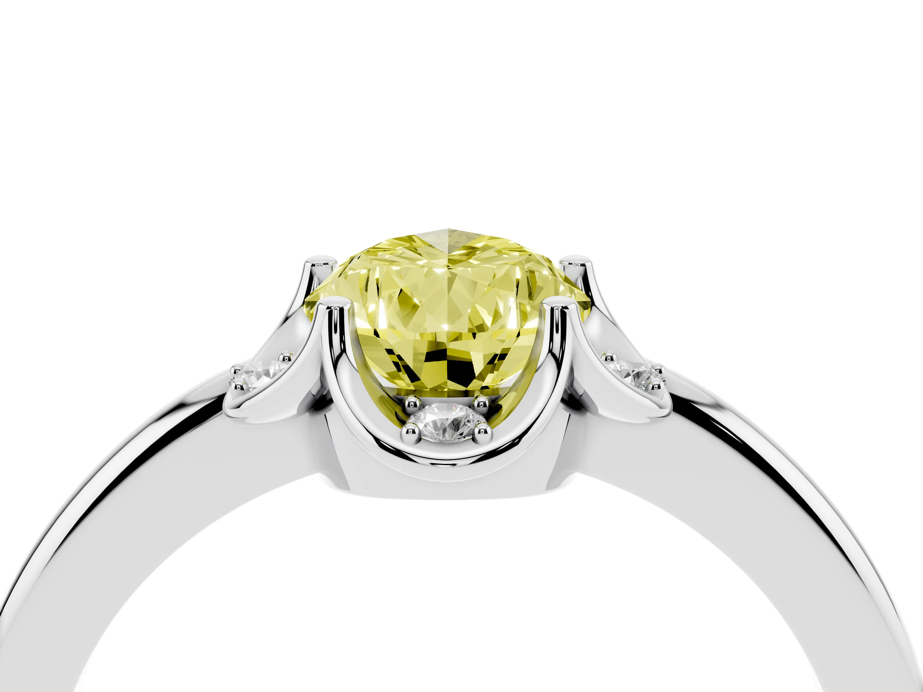 Fancy Yellow Pear Cut Diamond Round Cluster Halo Ring Set in Platinum with Solitaire Band and Prong Setting