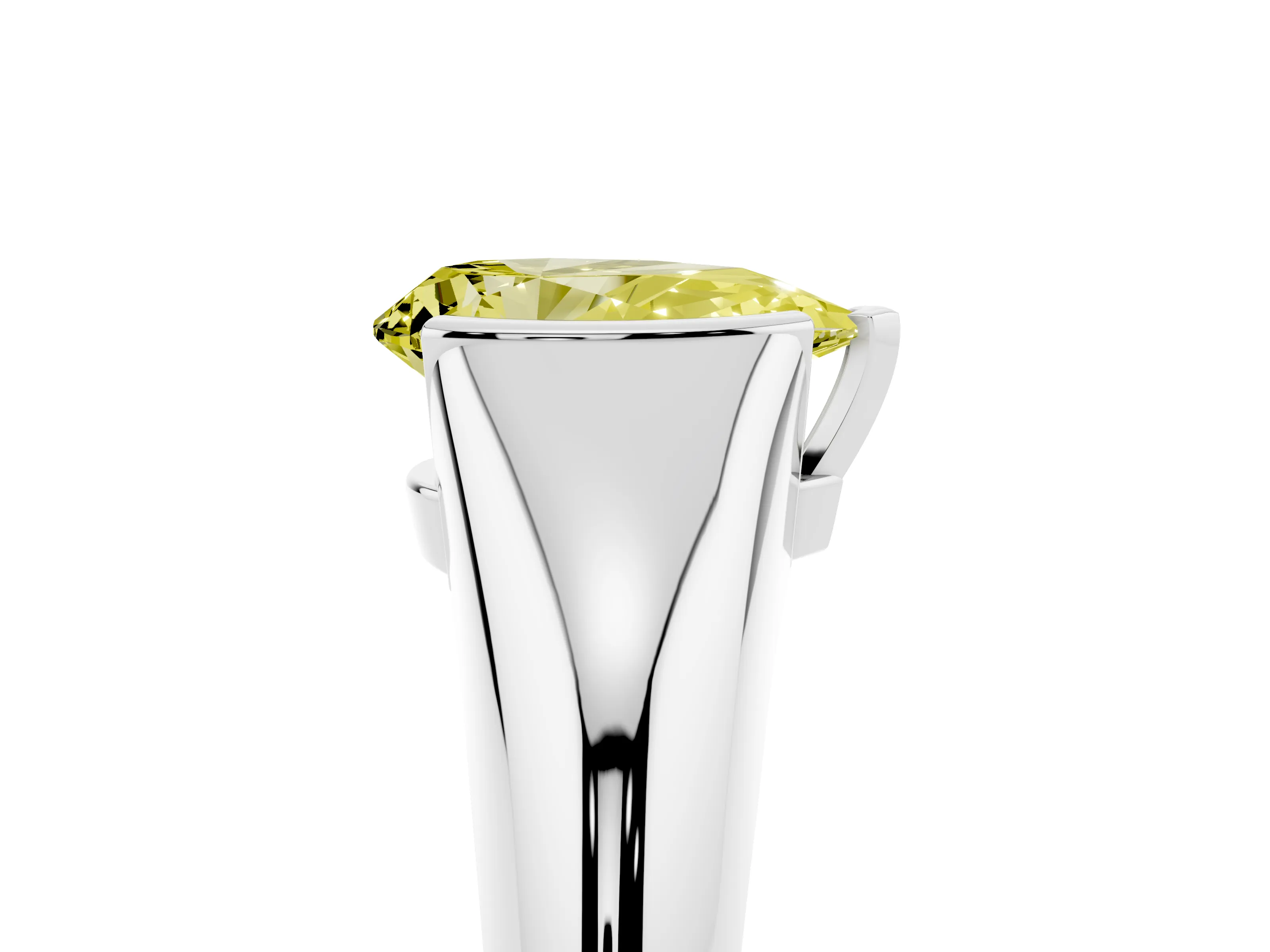 Fancy Yellow Pear Cut Diamond Solitaire Tension Set Ring Set in Silver