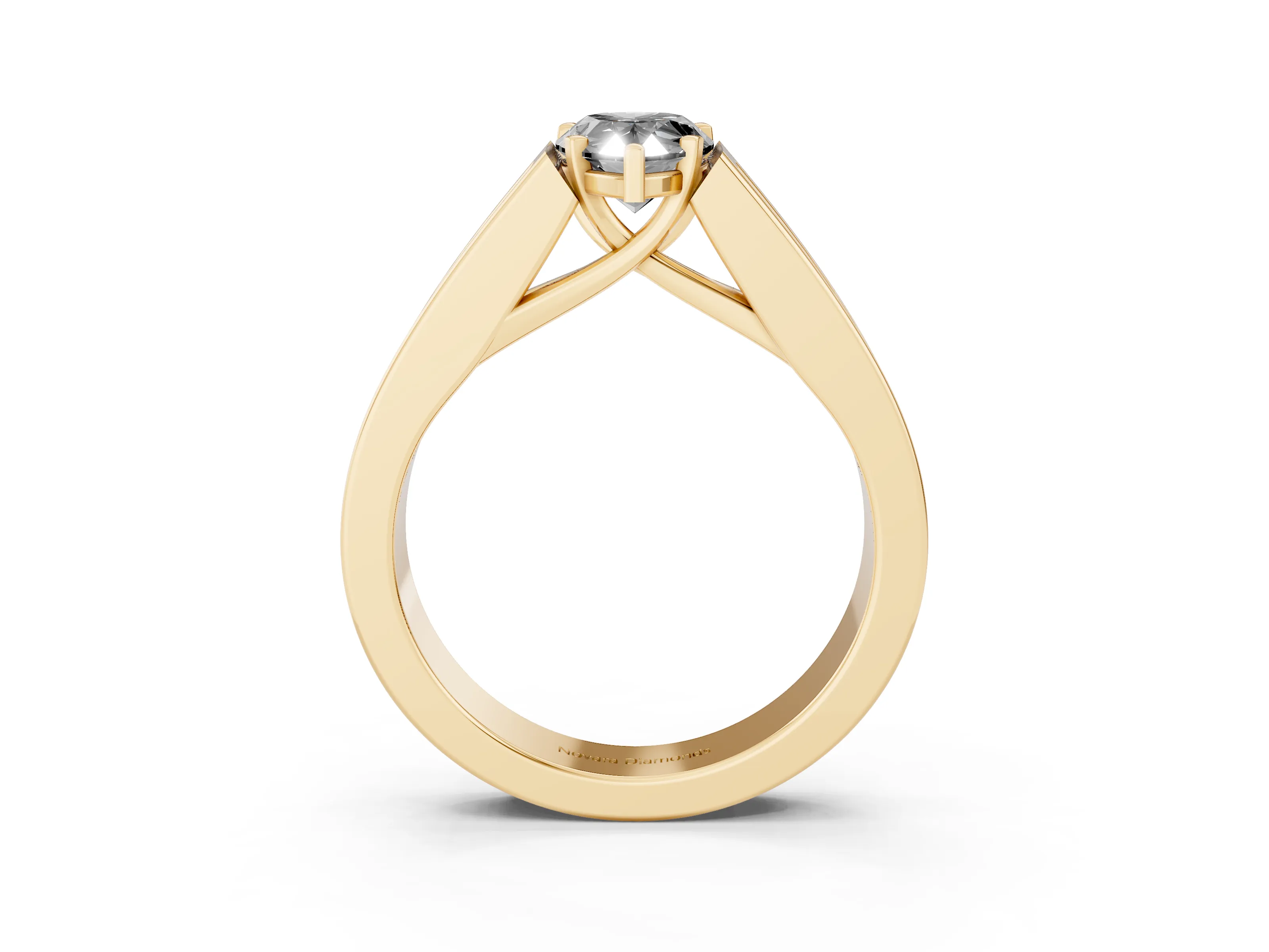 Fancy Black Pear Cut Diamond Solitaire Ring Set in Yellow gold with Channel-Set Accent Stones and Prong Setting