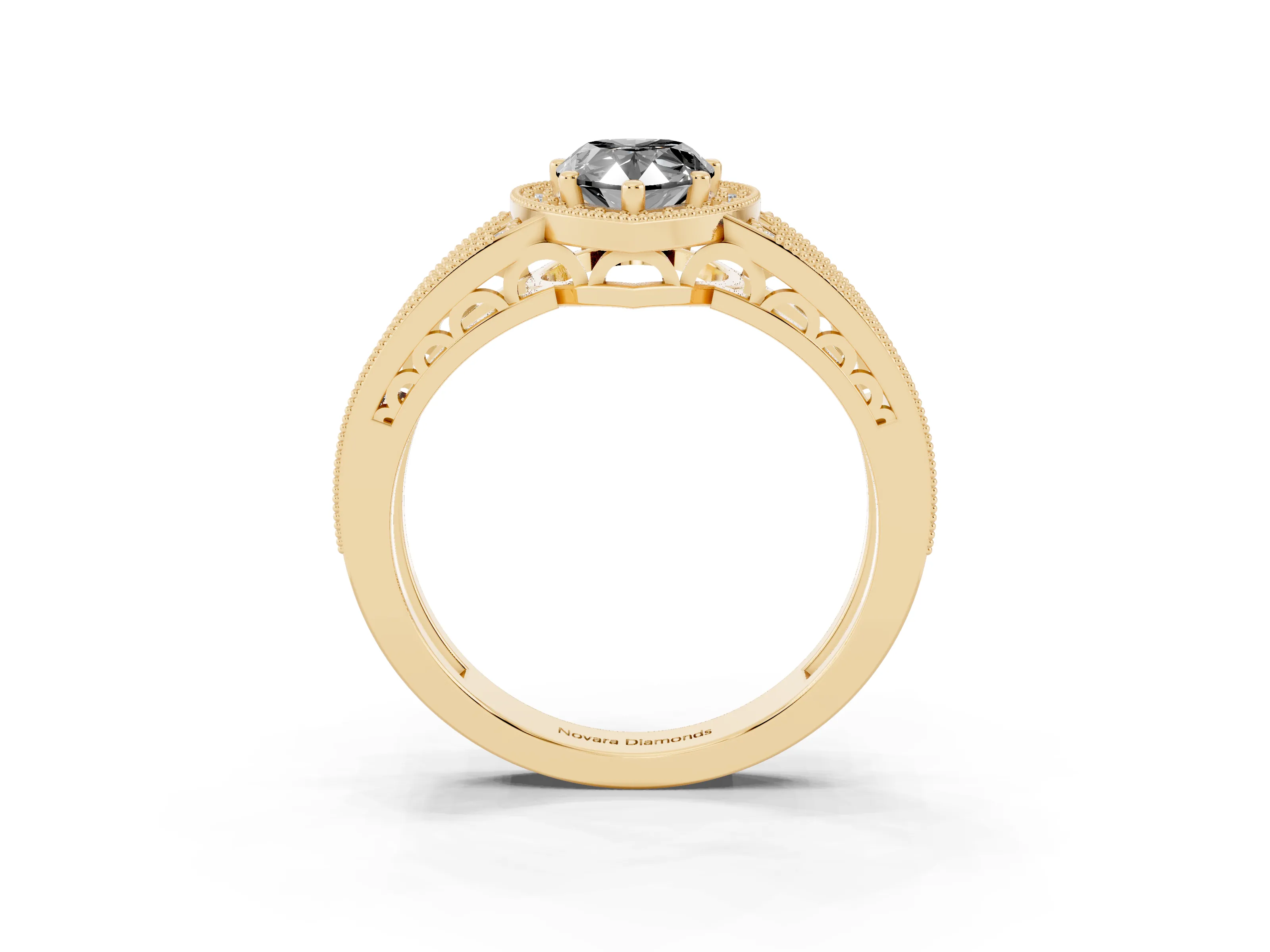 Fancy Black Pear Cut Diamond Halo Ring Set in Yellow gold with Accent Split Shank and Prong Setting