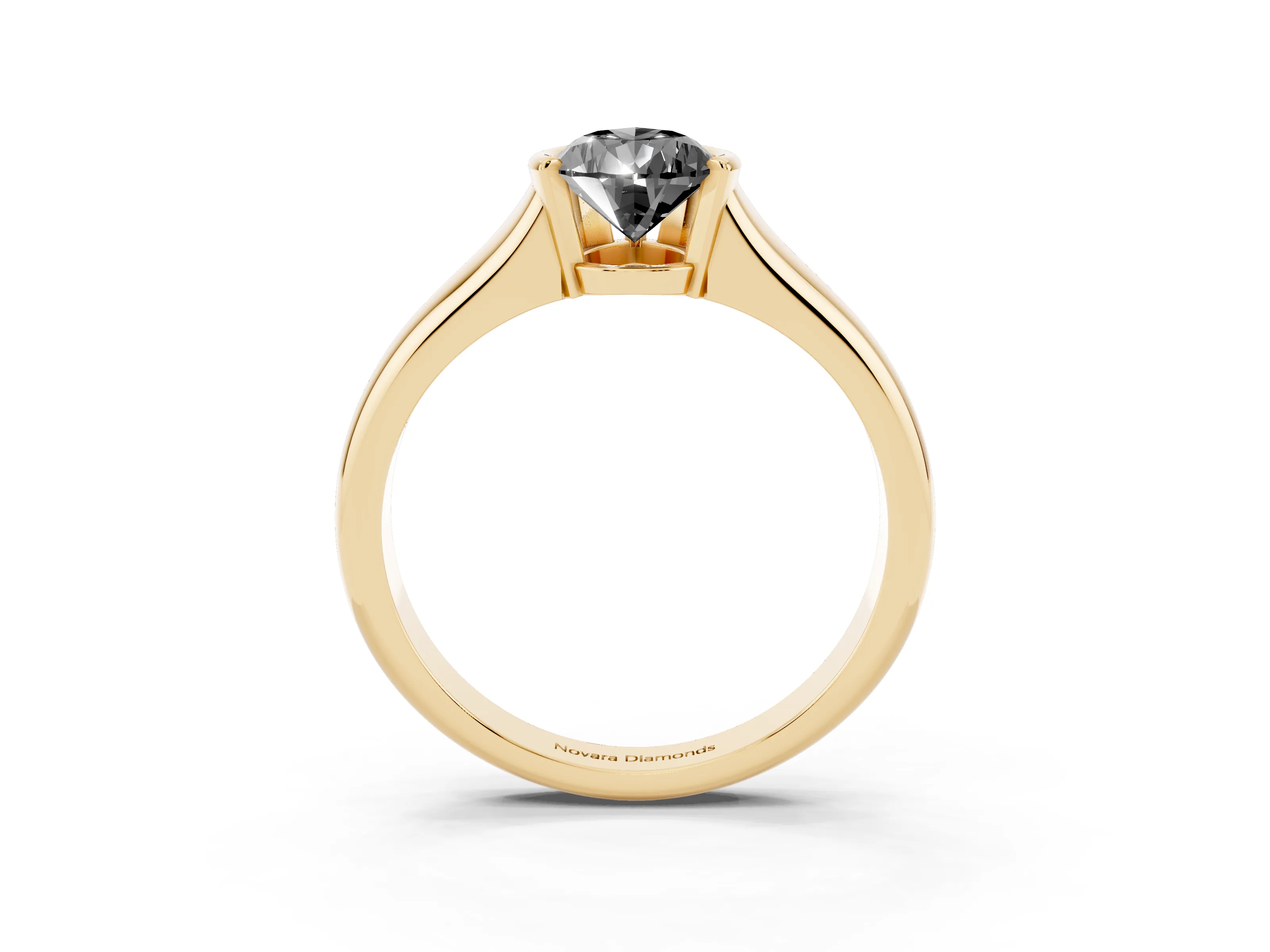 Fancy Black Pear Cut Diamond Solitaire Tension Set Ring Set in Yellow gold with Split Shank Band