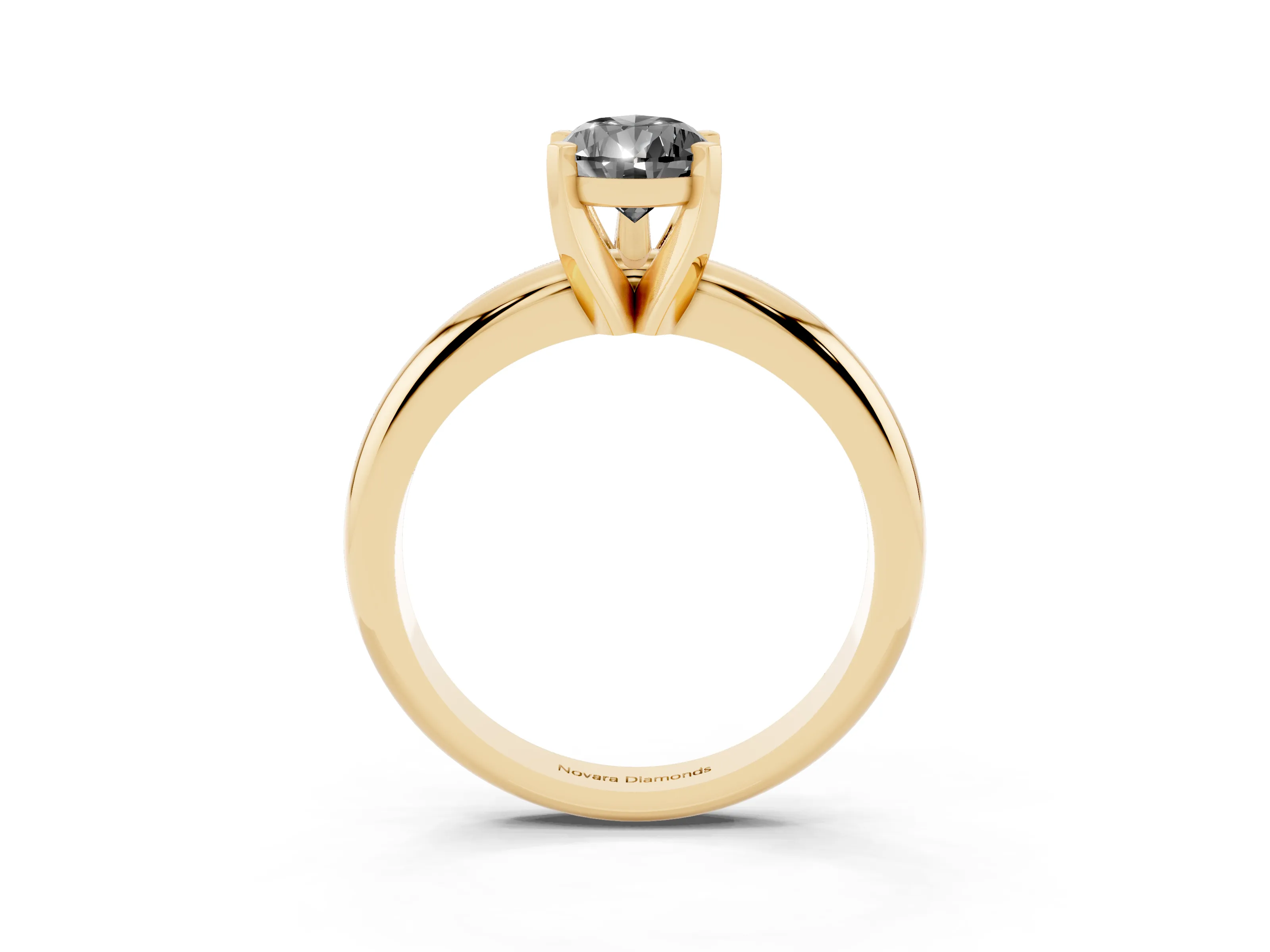 Fancy Black Pear Cut Diamond Solitaire Engagement Ring Set in Yellow gold with Round Band and Prong Setting