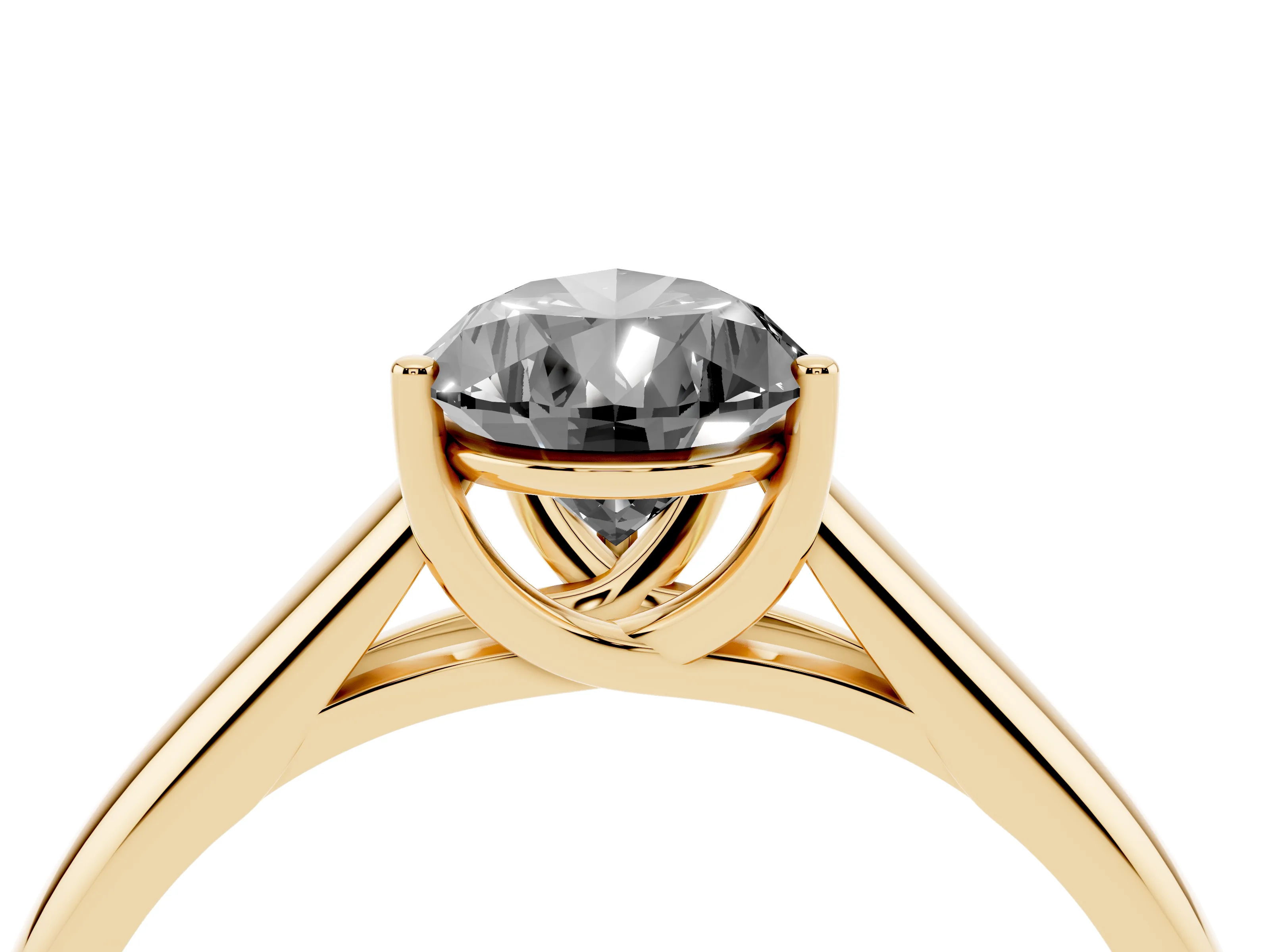 Fancy Black Pear Cut Diamond Solitaire Engagement Ring Set in Yellow gold with Subtly Tapered Band and Prong Setting
