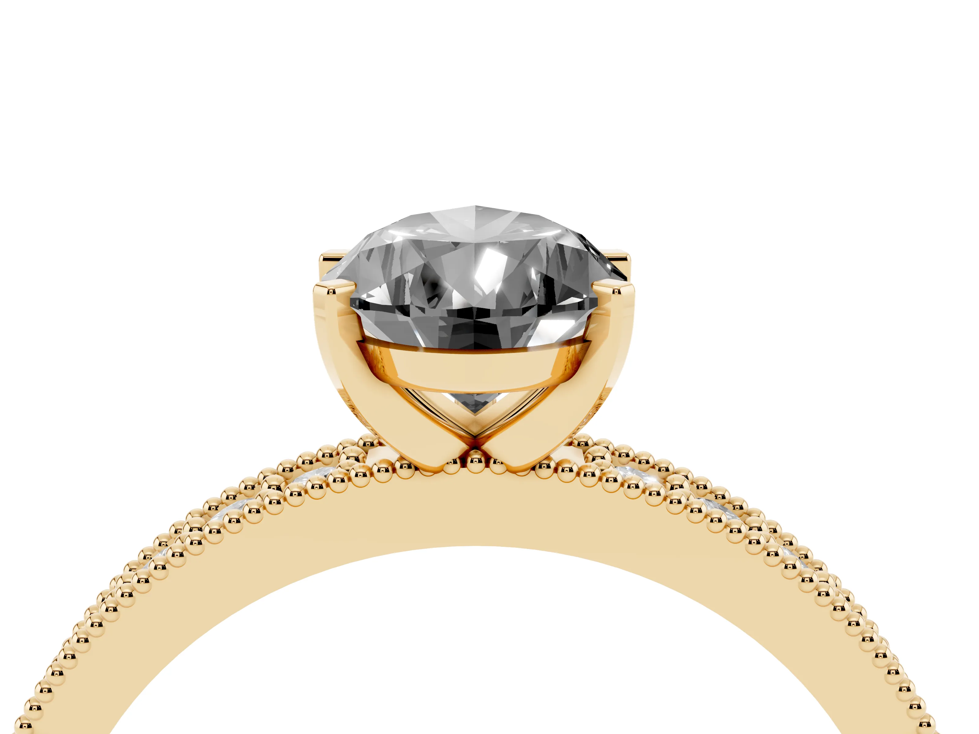 Fancy Black Pear Cut Diamond Milgrain Pavé Engagement Ring Set in Yellow gold with Prong Setting