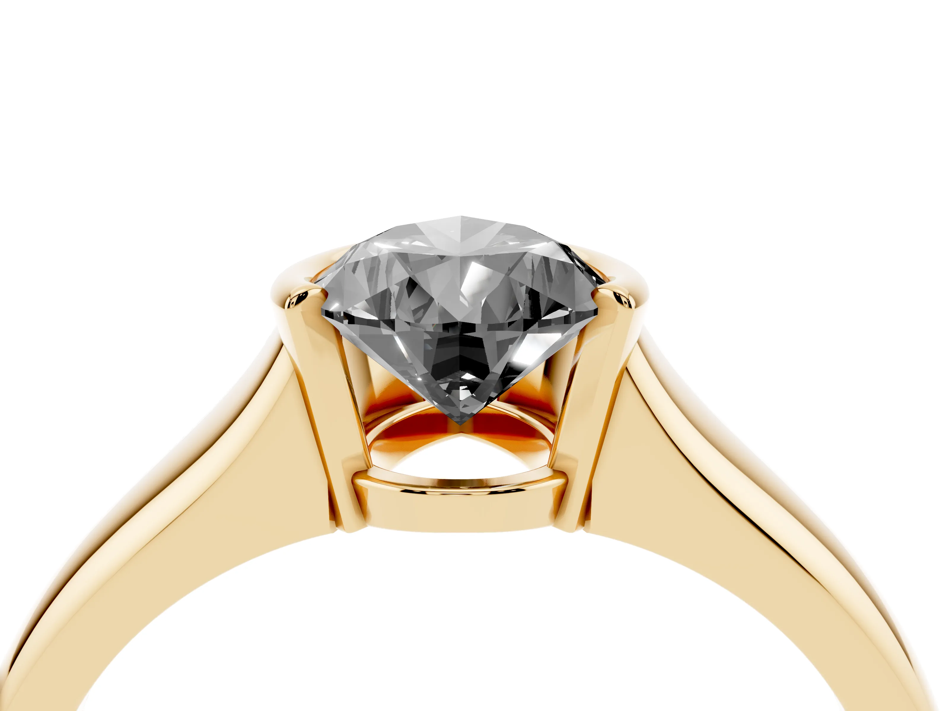 Fancy Black Pear Cut Diamond Solitaire Tension Set Ring Set in Yellow gold with Split Shank Band