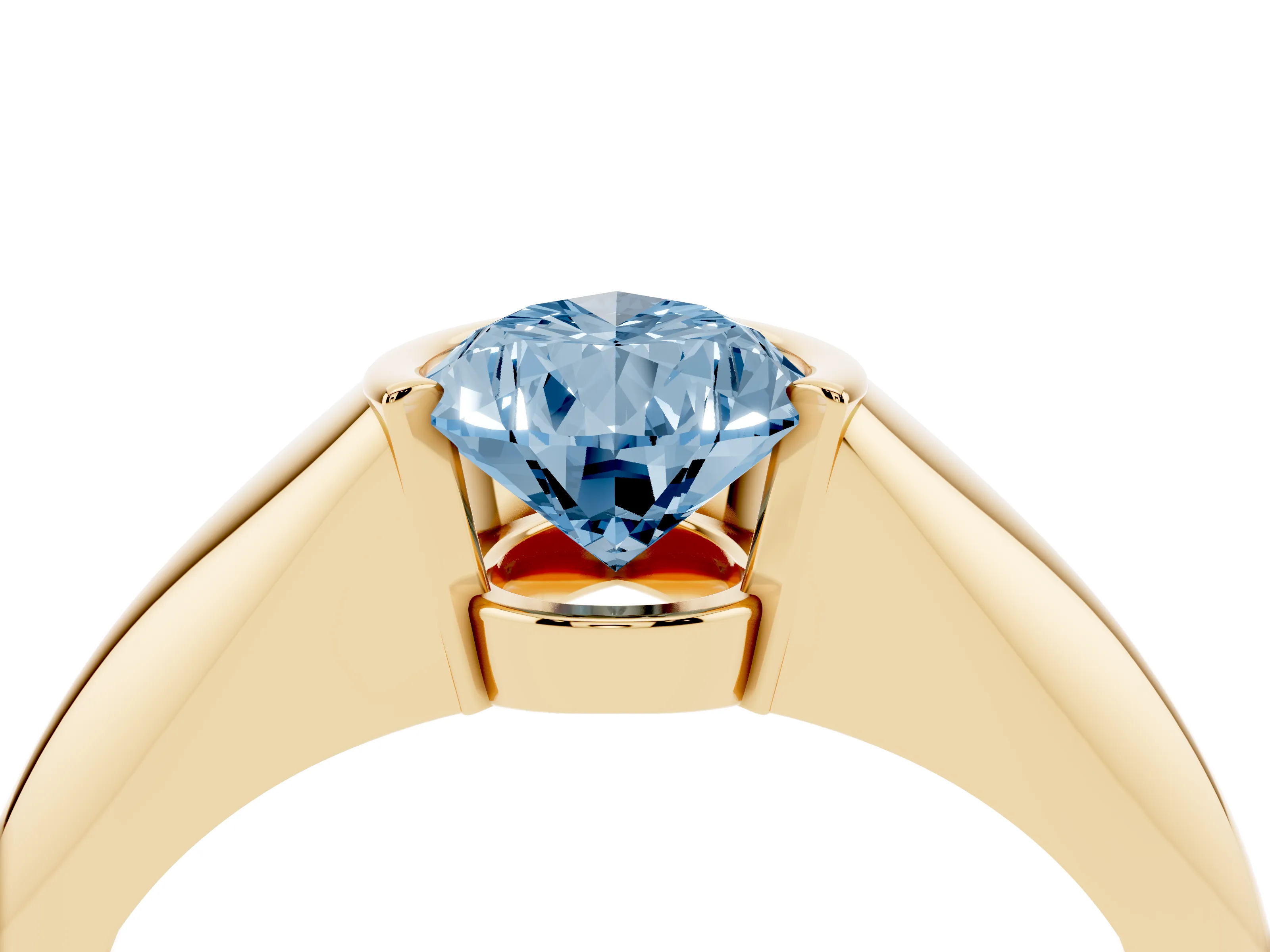 Fancy Blue Pear Cut Diamond Solitaire Tension Set Ring Set in Yellow gold