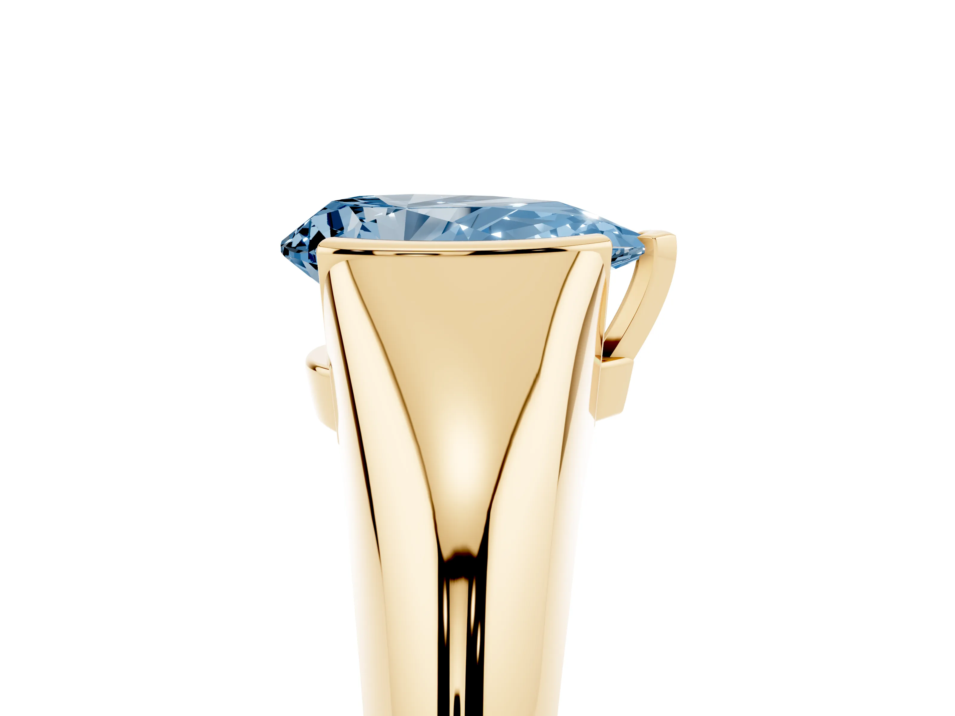 Fancy Blue Pear Cut Diamond Solitaire Tension Set Ring Set in Yellow gold