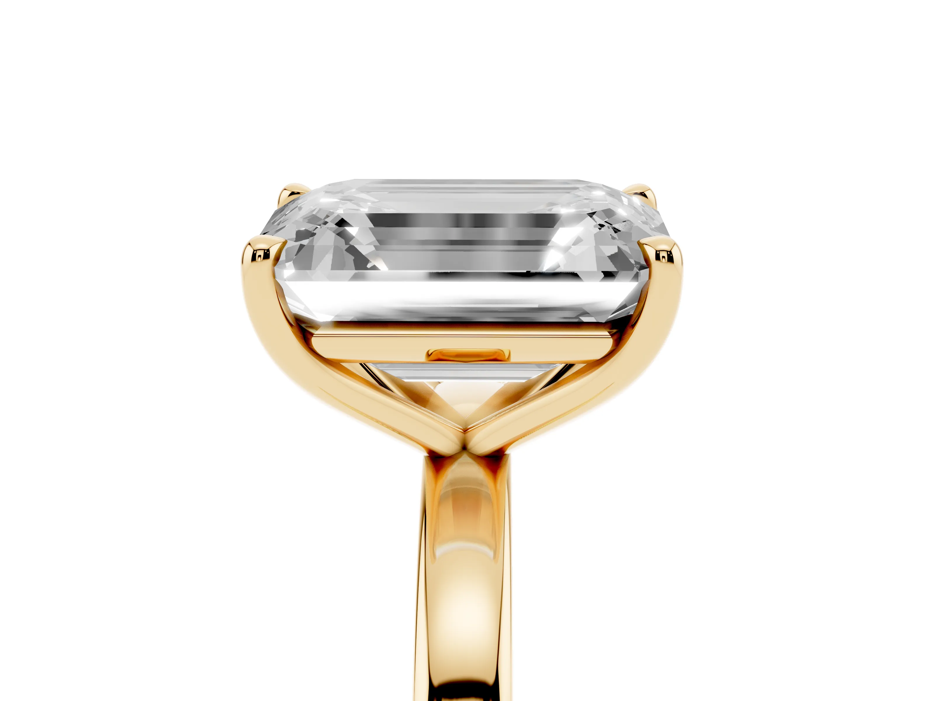 Fancy Green Pear Cut and Emerald Cut Toi Moi Ring Set in Yellow gold with Prong Setting