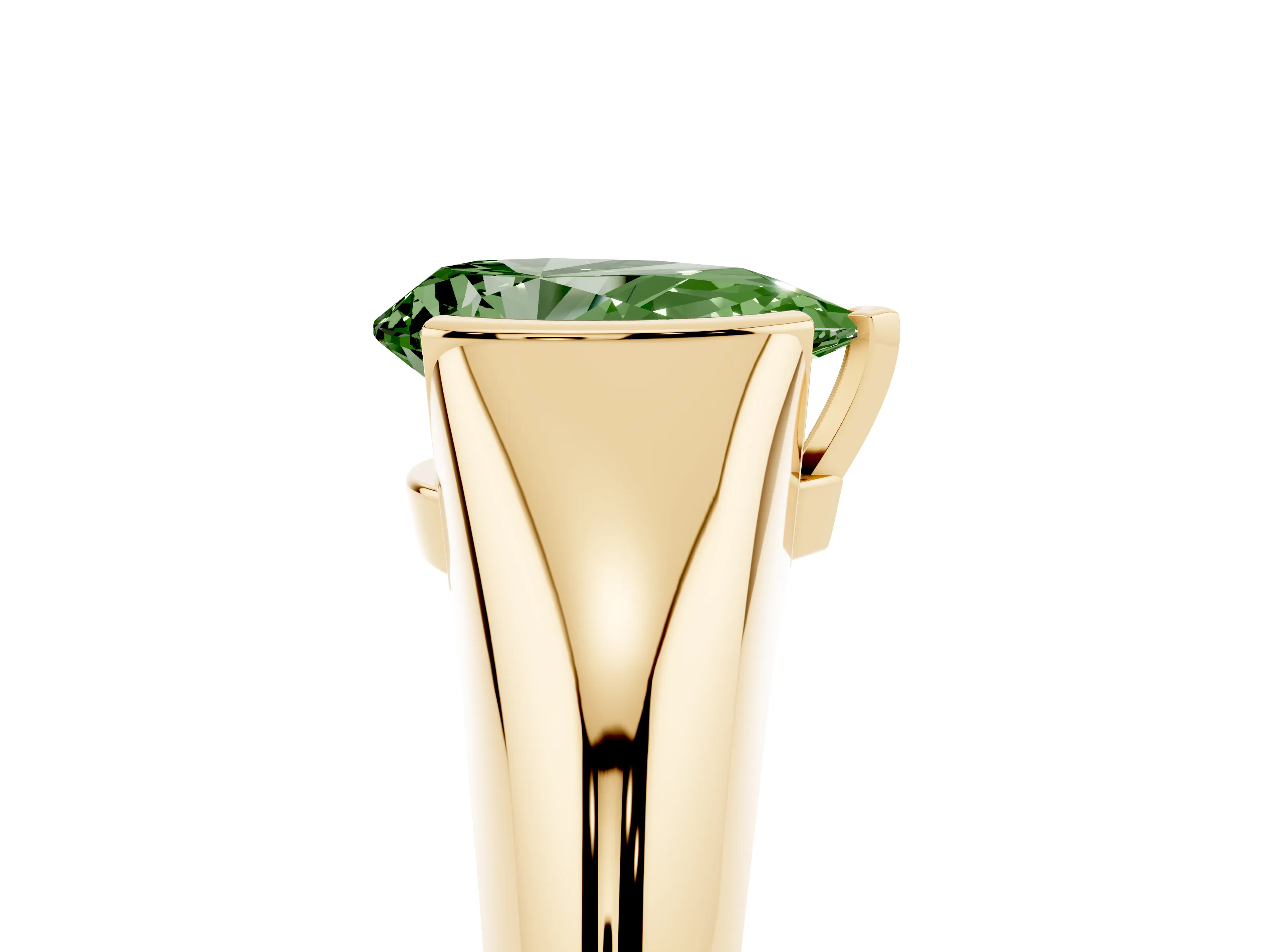 Fancy Green Pear Cut Diamond Solitaire Tension Set Ring Set in Yellow gold