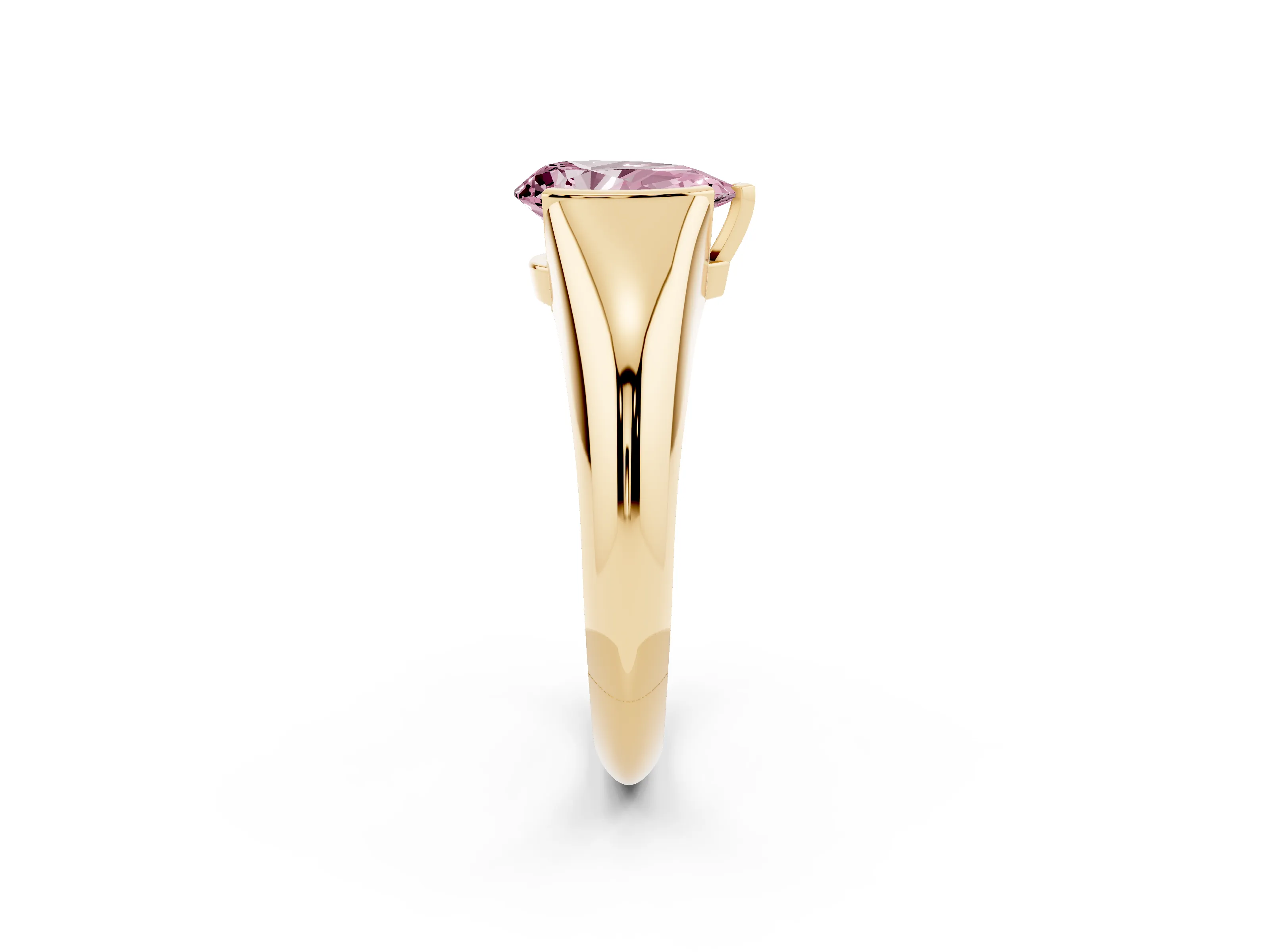 Fancy Pink Pear Cut Diamond Solitaire Tension Set Ring Set in Yellow gold