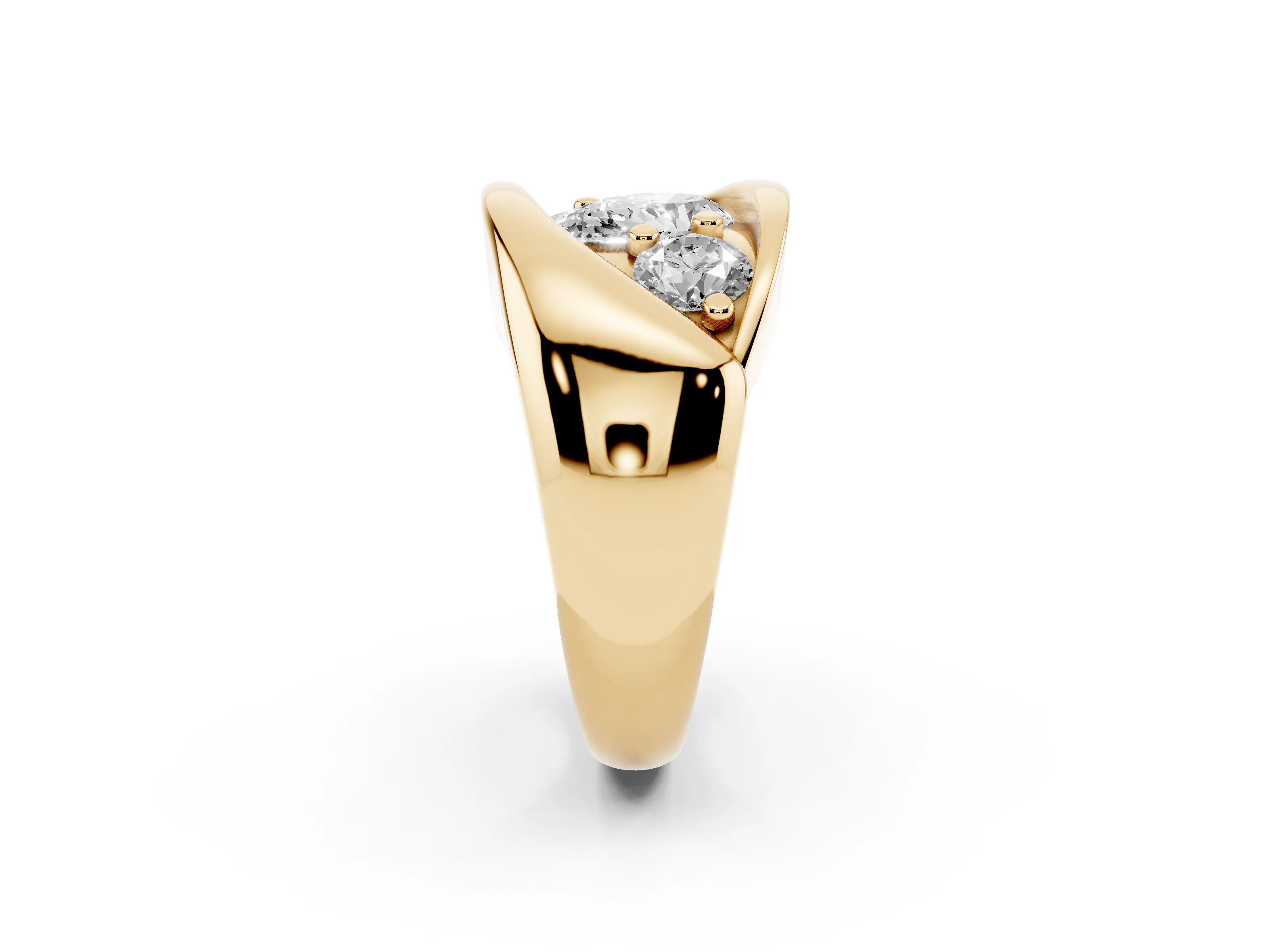 Pear Cut Diamond Channel-Set Crossover Ring Set in Yellow gold
