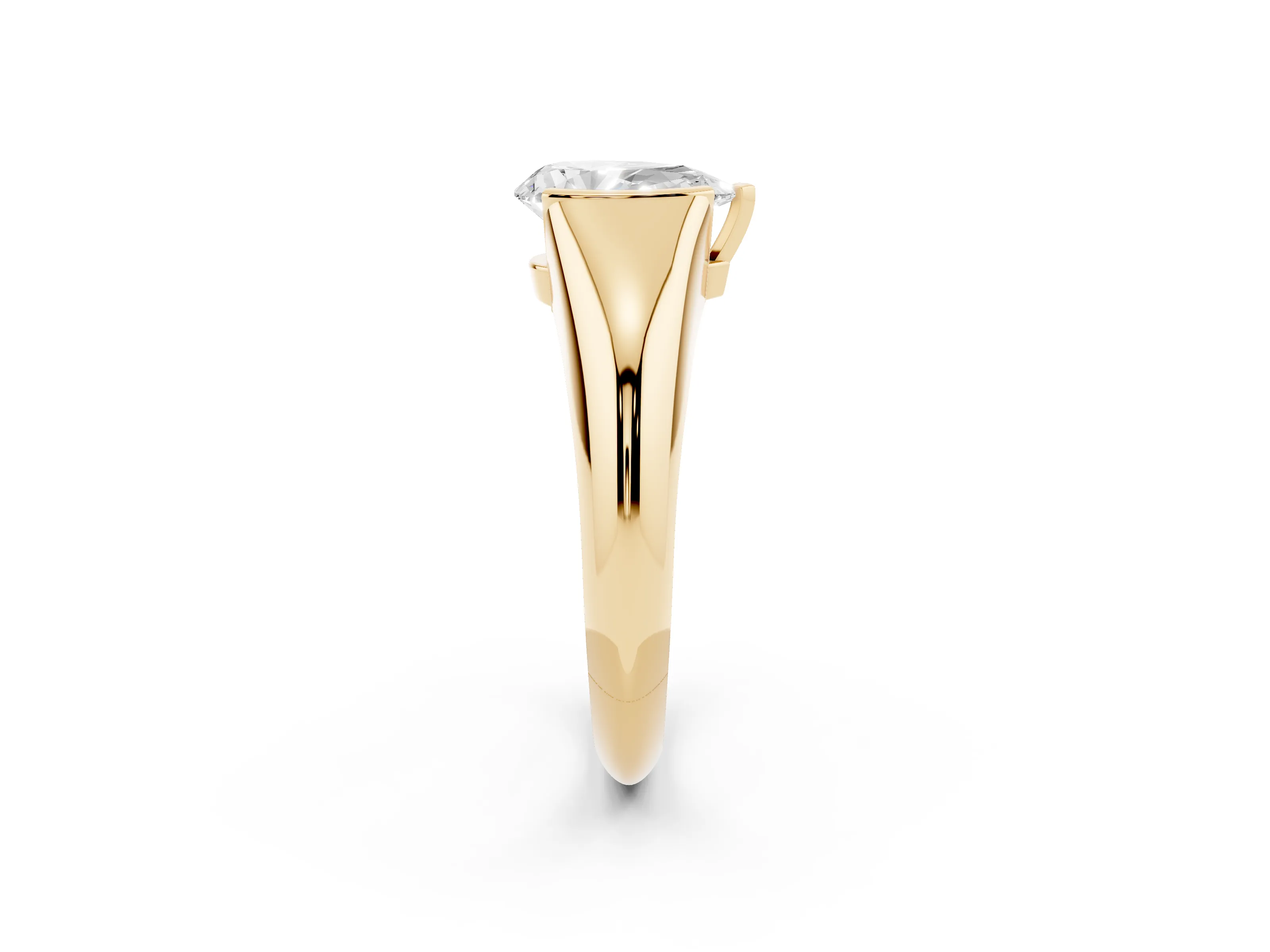 Pear Cut Diamond Solitaire Tension Set Ring Set in Yellow gold
