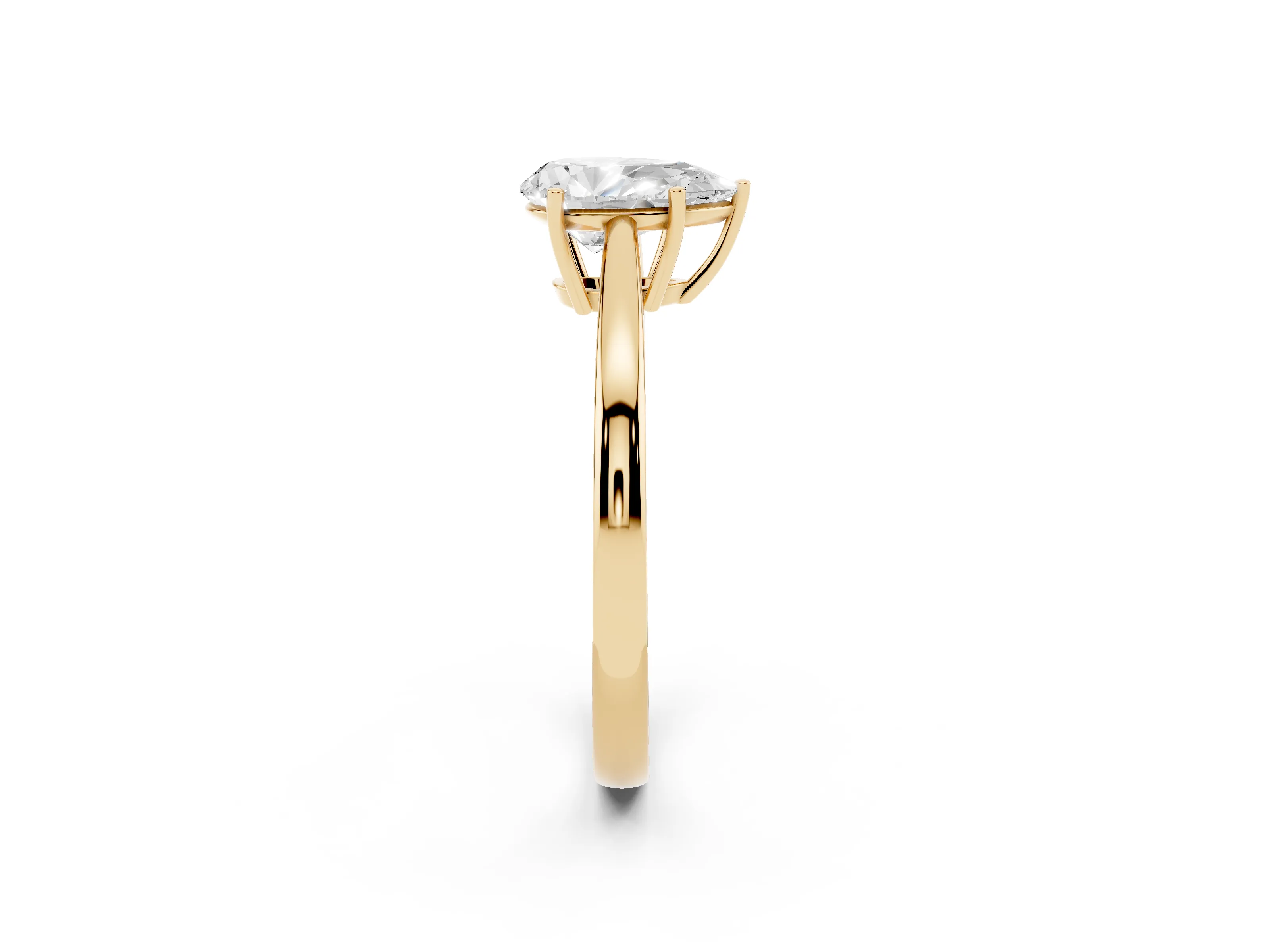 Pear Cut Diamond Solitaire Ring Set in Yellow gold with Split Shank and Prong Setting