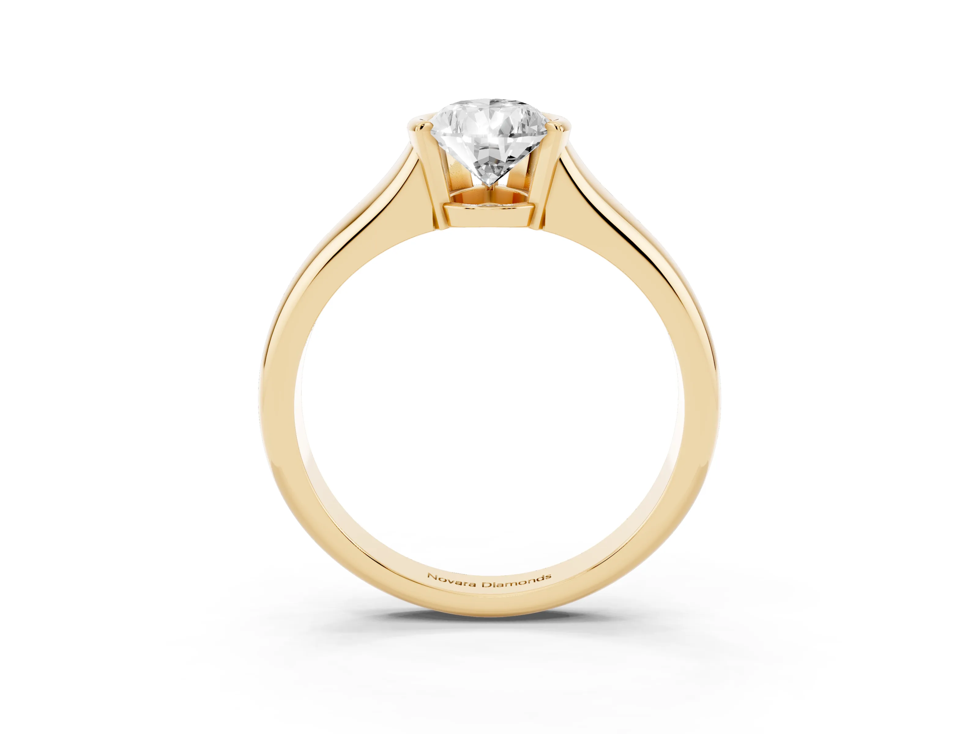 Pear Cut Diamond Solitaire Tension Set Ring Set in Yellow gold with Split Shank Band