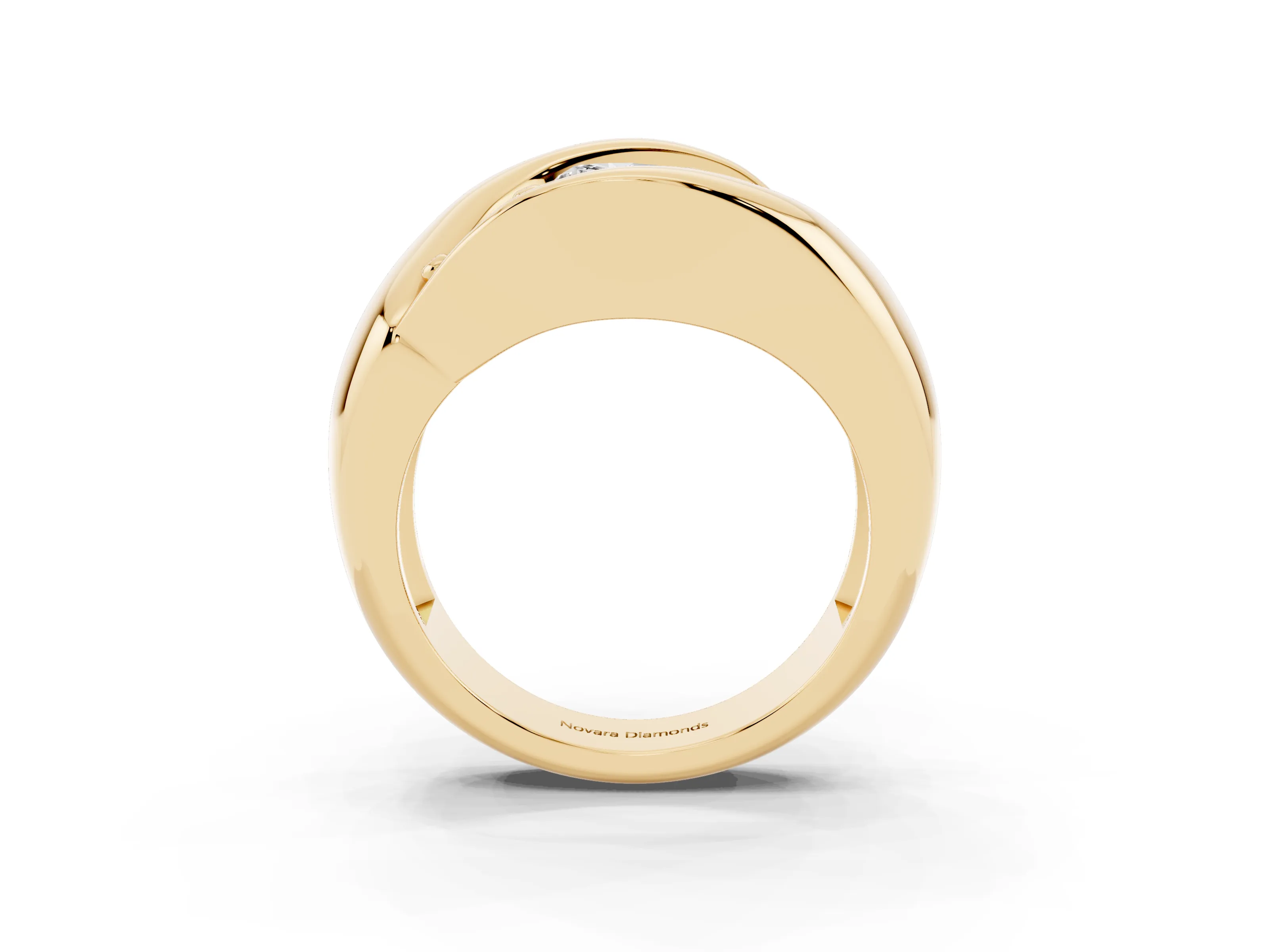 Pear Cut Diamond Channel-Set Crossover Ring Set in Yellow gold