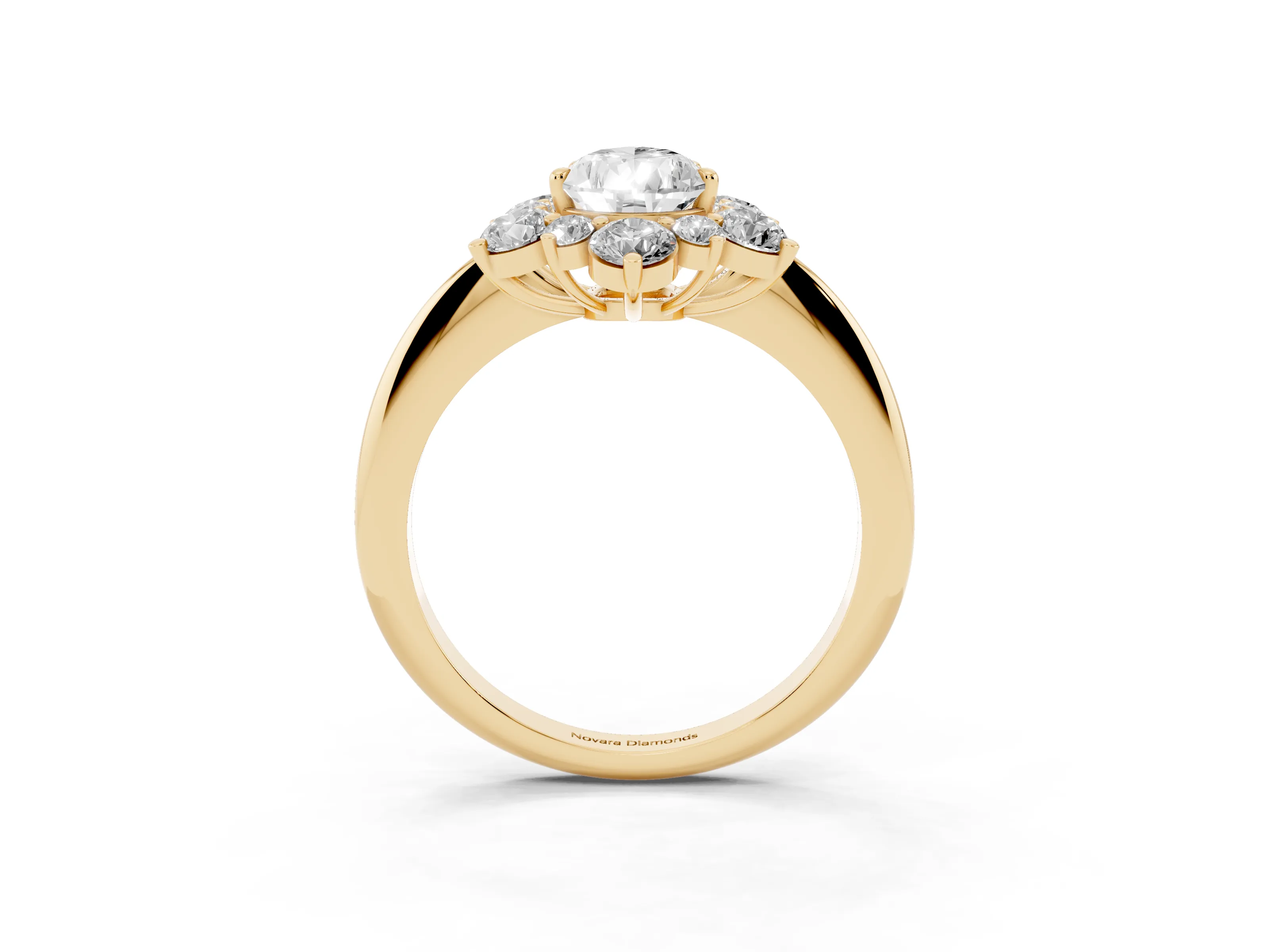 Pear Cut Diamond Cluster Halo Ring Set in Yellow gold with Solitaire Band and Prong Setting