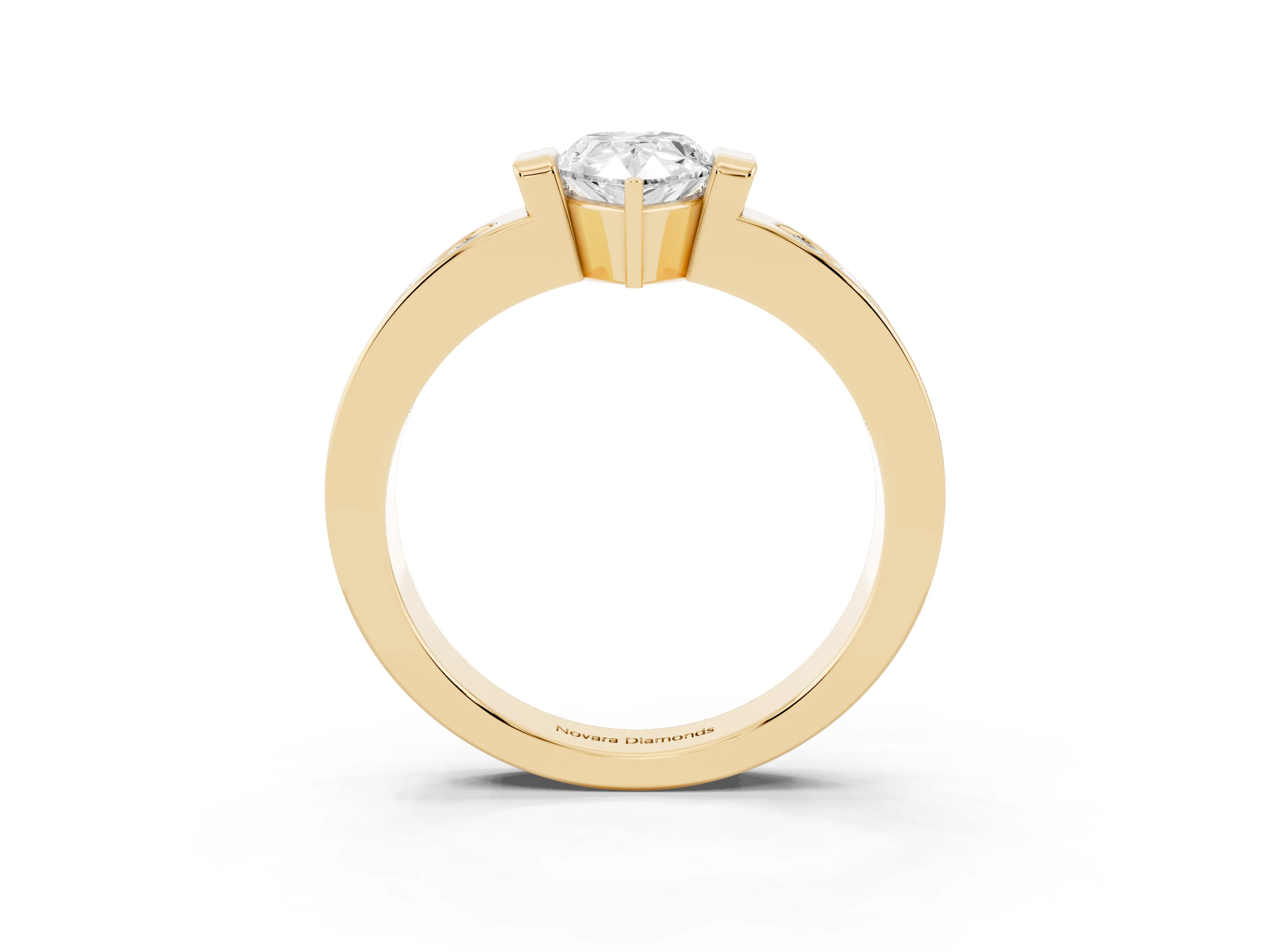 Pear Cut Diamond Channel-Set Band Ring Set in Yellow gold with Bezel Prong Setting