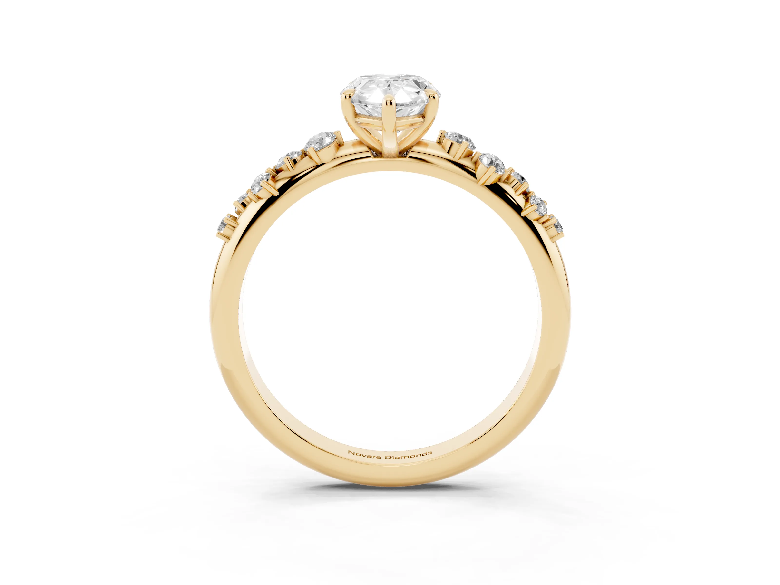 Pear Cut Diamond Cluster Solitaire Ring Set in Yellow gold with Prong Setting
