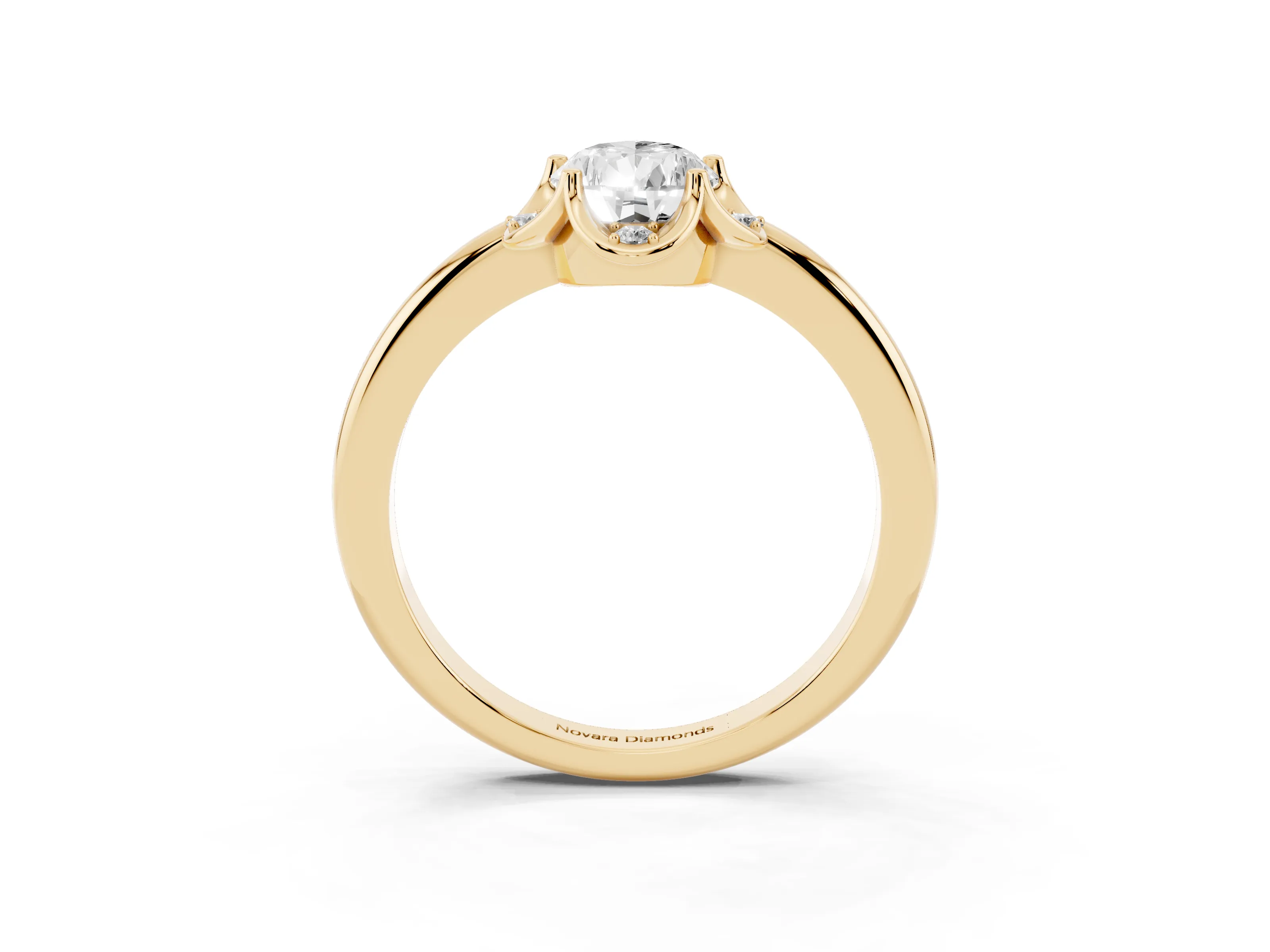 Pear Cut Diamond Round Cluster Halo Ring Set in Yellow gold with Solitaire Band and Prong Setting