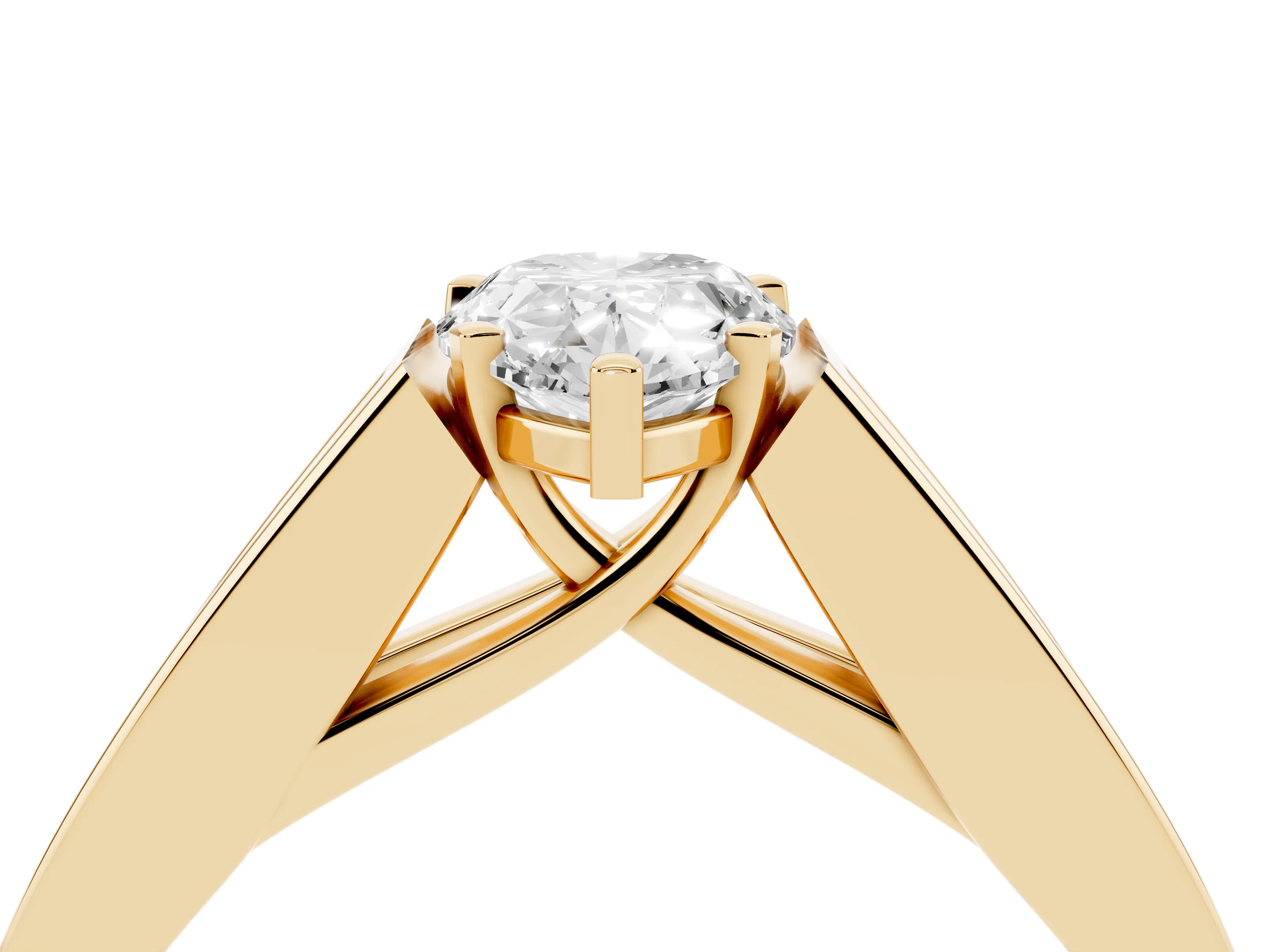 Pear Cut Diamond Solitaire Ring Set in Yellow gold with Channel-Set Accent Stones and Prong Setting