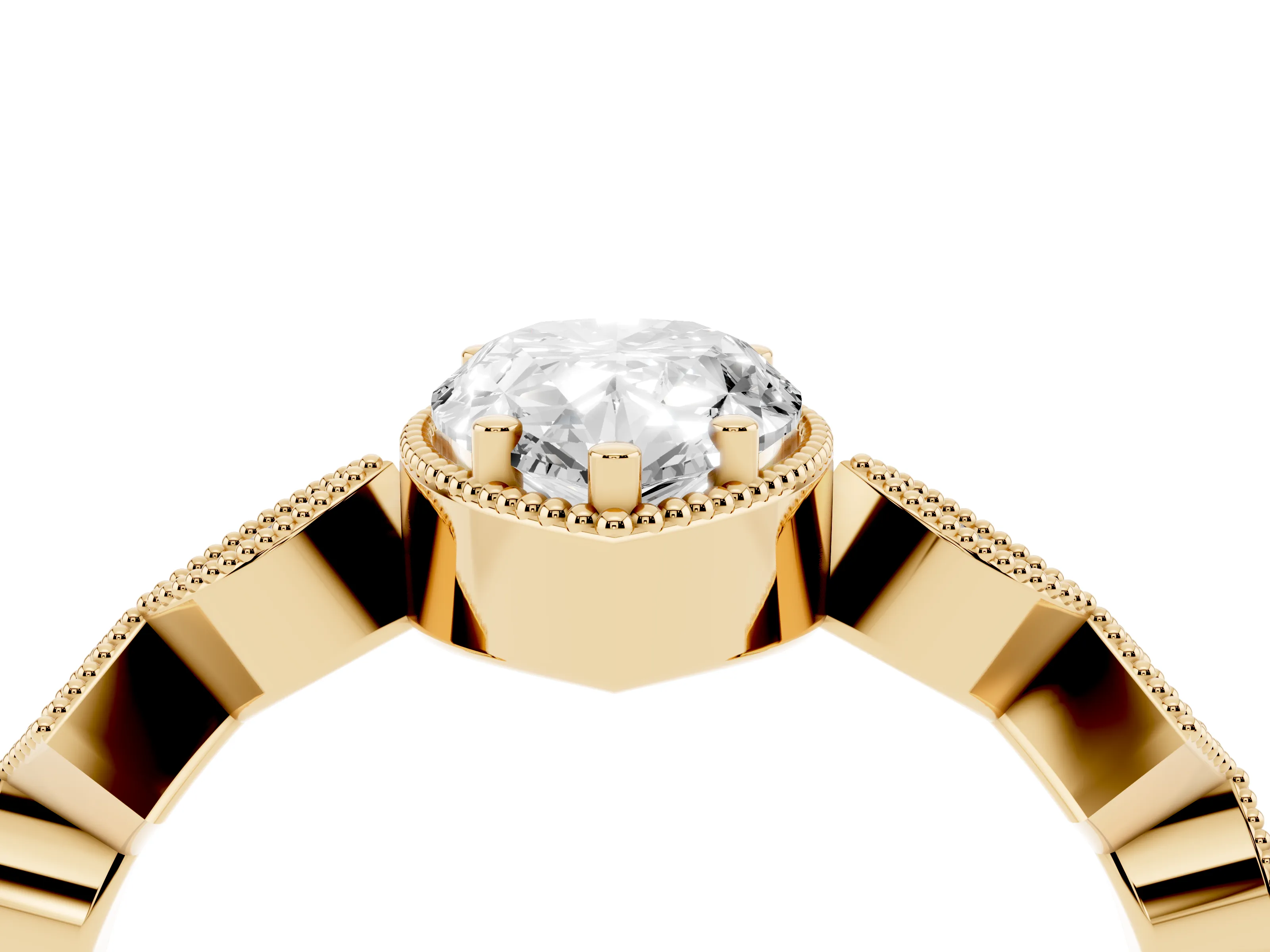 Pear Cut Diamond Milgrain Marquise Twist Band Ring Set in Yellow gold with Prong Setting