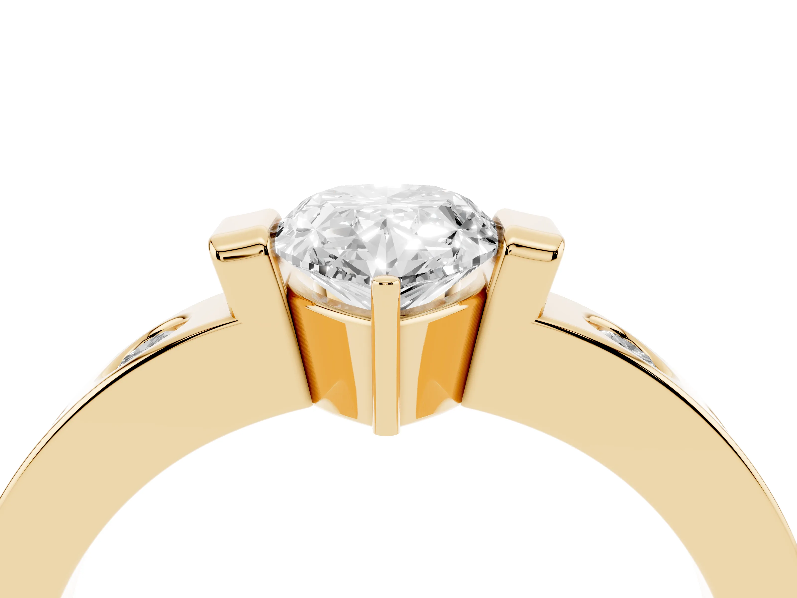 Pear Cut Diamond Channel-Set Band Ring Set in Yellow gold with Bezel Prong Setting