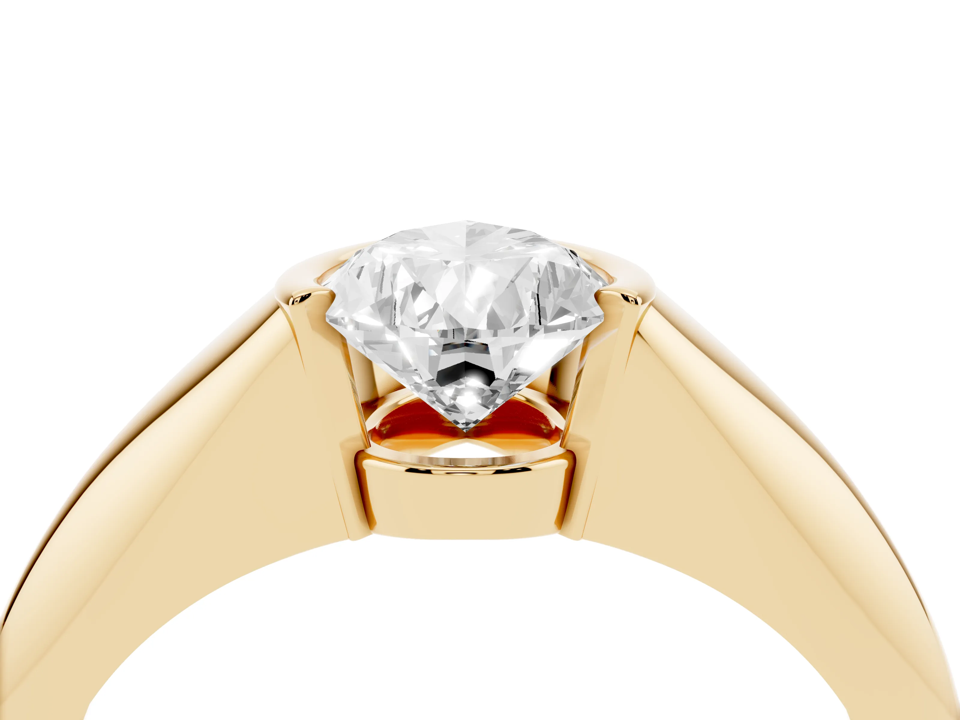 Pear Cut Diamond Solitaire Tension Set Ring Set in Yellow gold