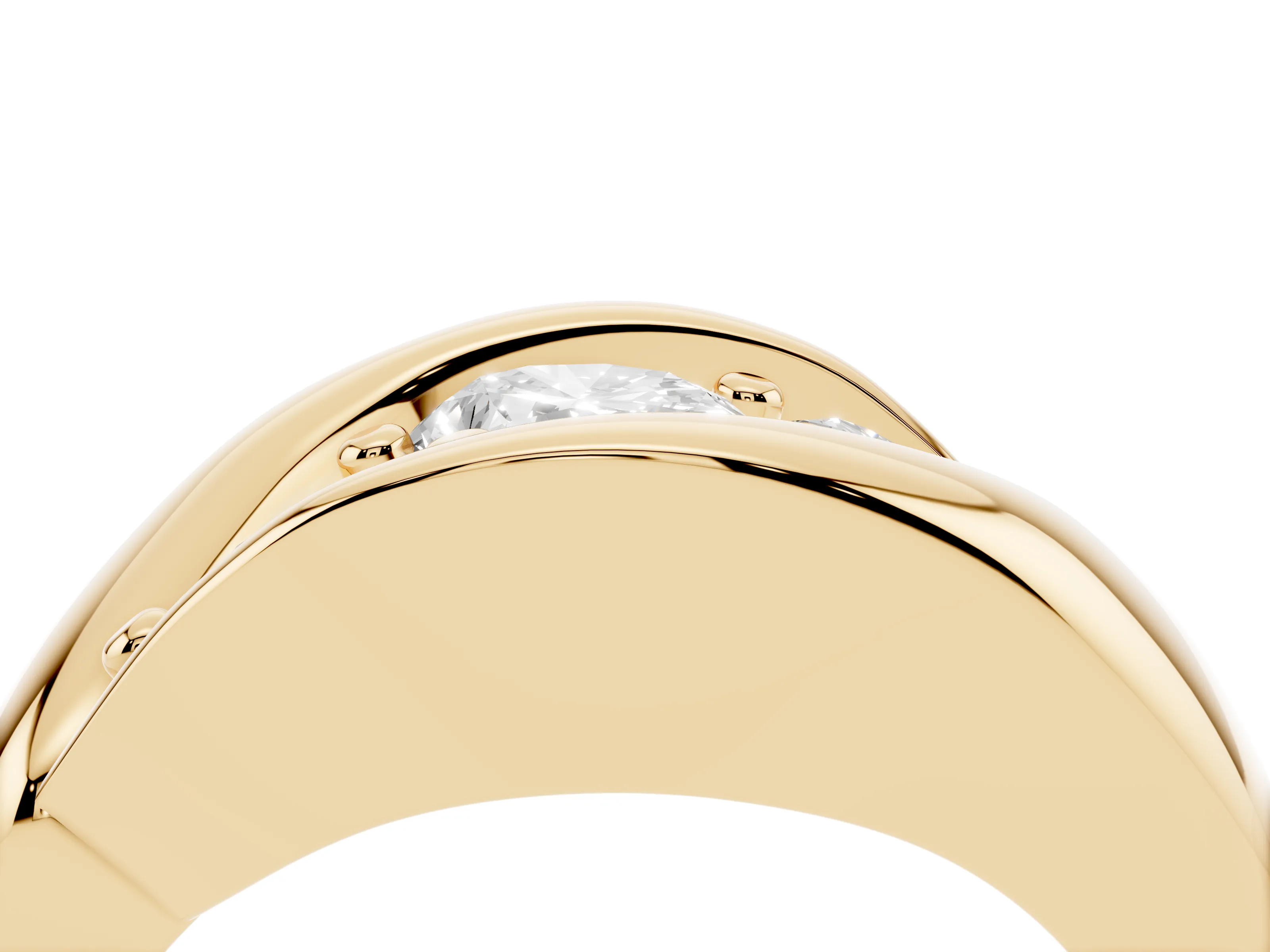 Pear Cut Diamond Channel-Set Crossover Ring Set in Yellow gold